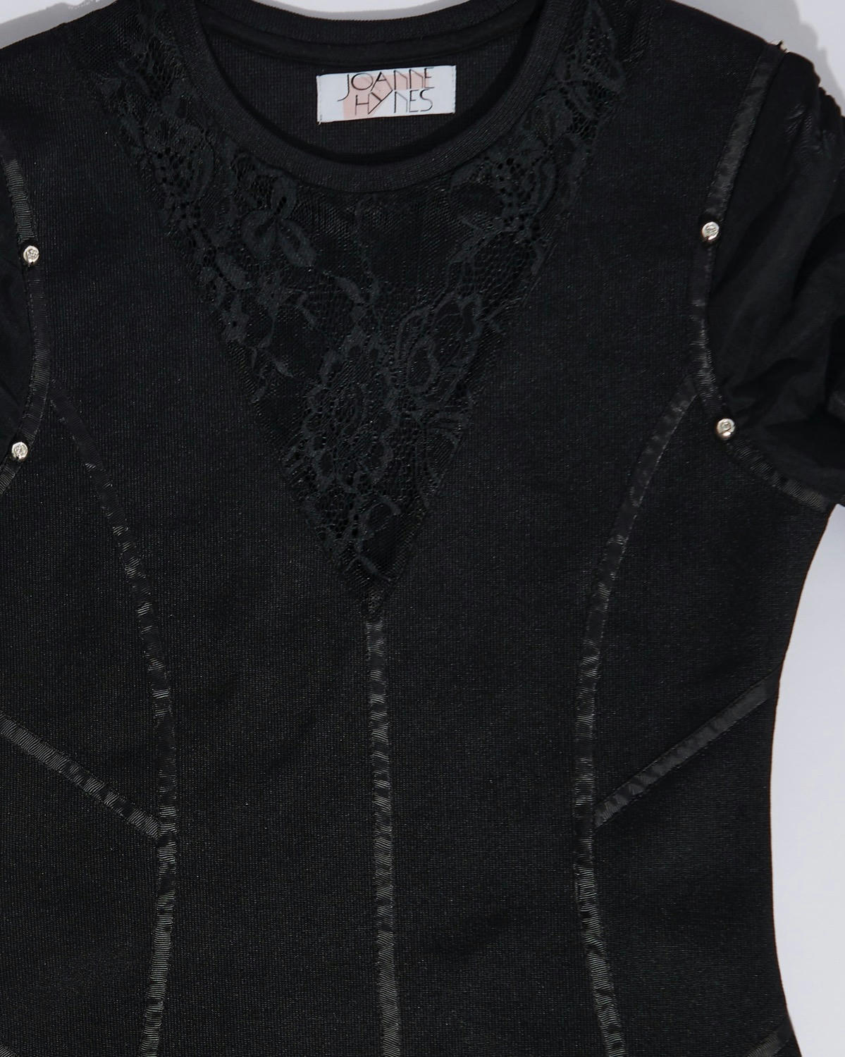 Joanne Hynes Rib Top With Studded Ruched Sleeves