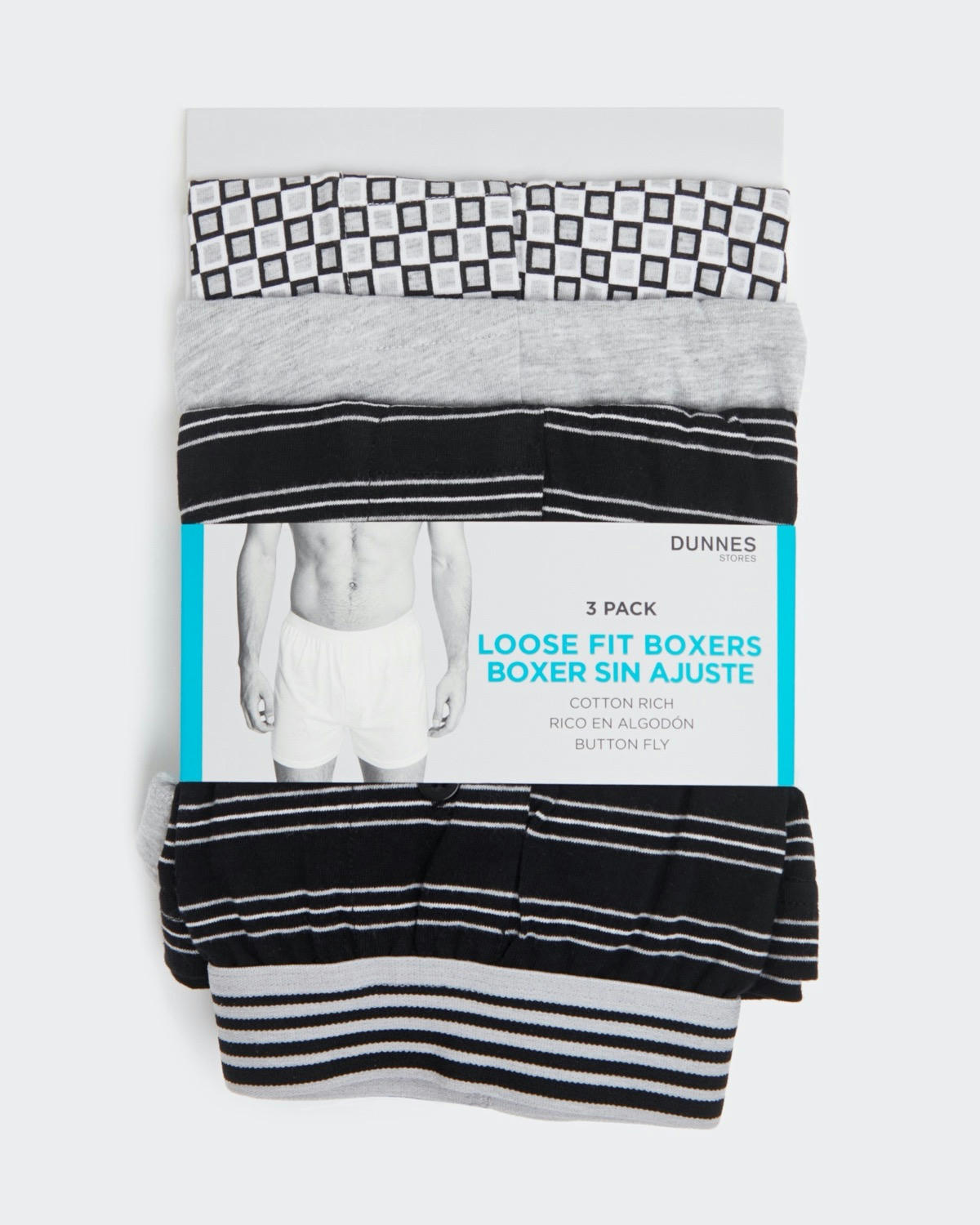 Cotton Rich Loose Fit Boxers (3 Pack)