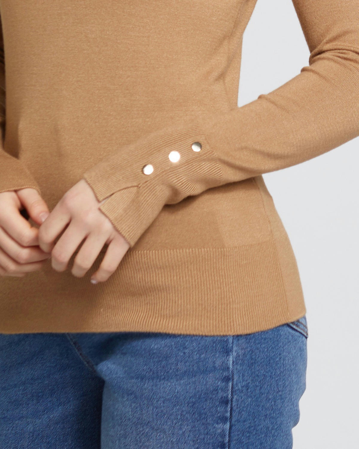 Crew Neck Button Detail Jumper