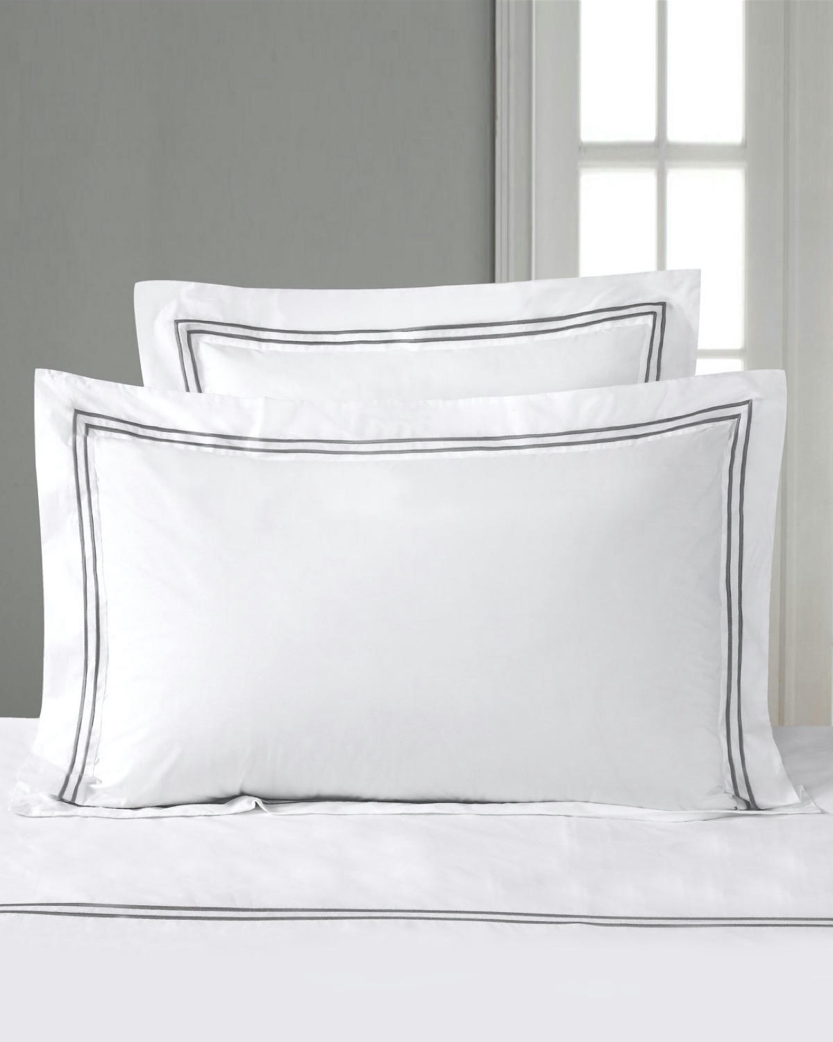 Francis Brennan the Collection Grey Euro Double Stripe Pillowcase