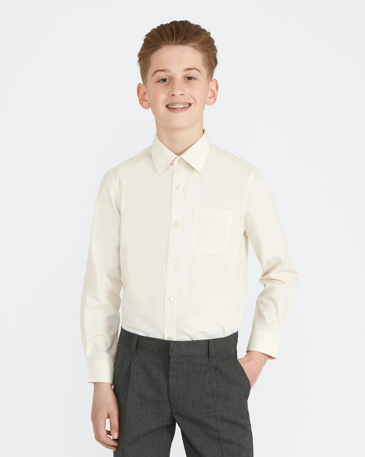 Long-Sleeved Non Iron Shirt - Pack of 3 - (4-16 Years)