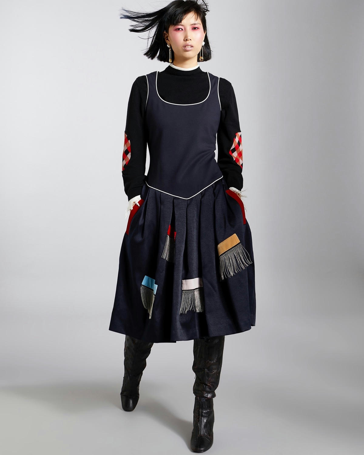 Joanne Hynes Two Piece Dress With Dropped Waist and Metal Fringing