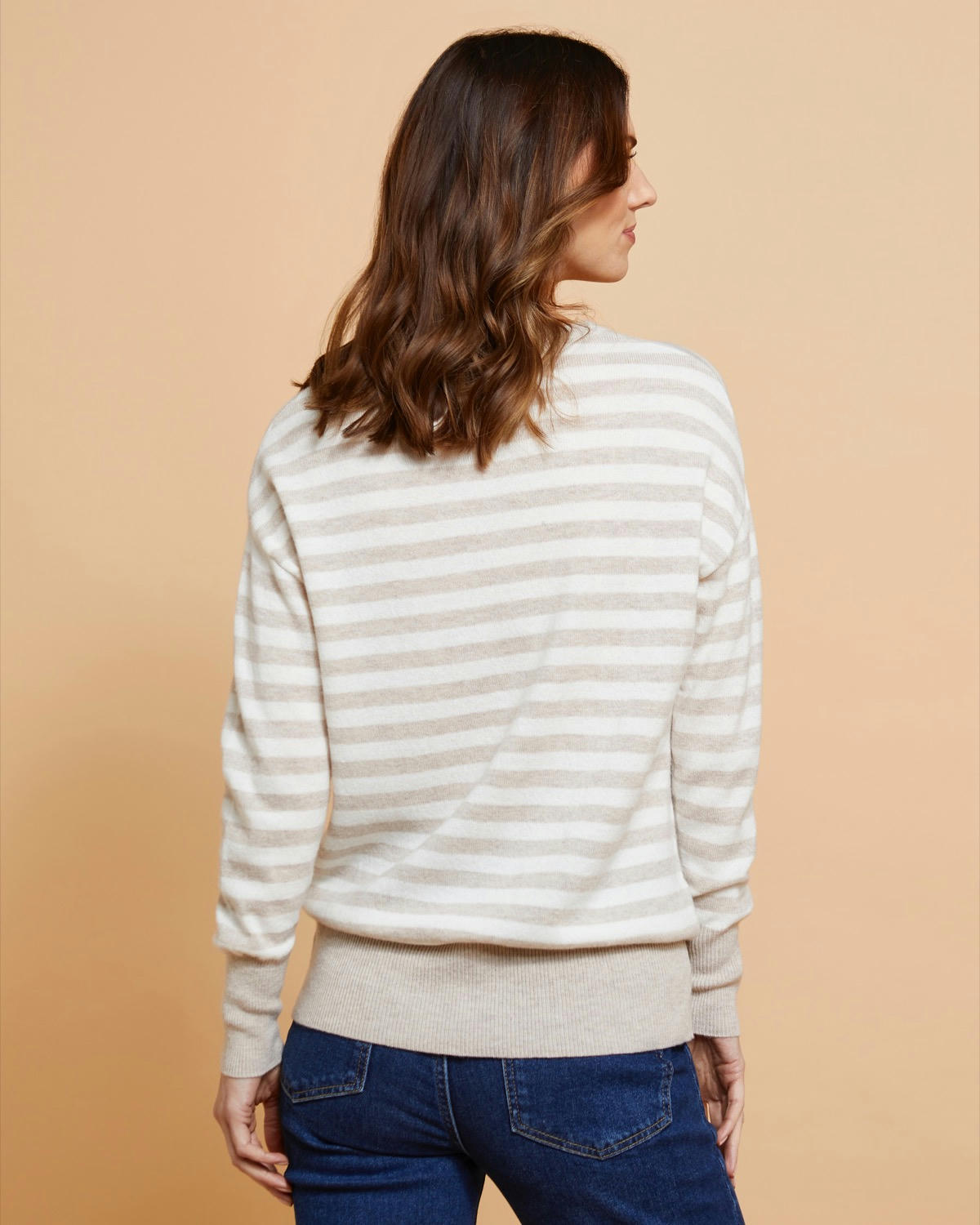 Paul Costelloe Living Studio V-Neck Striped Merino Jumper