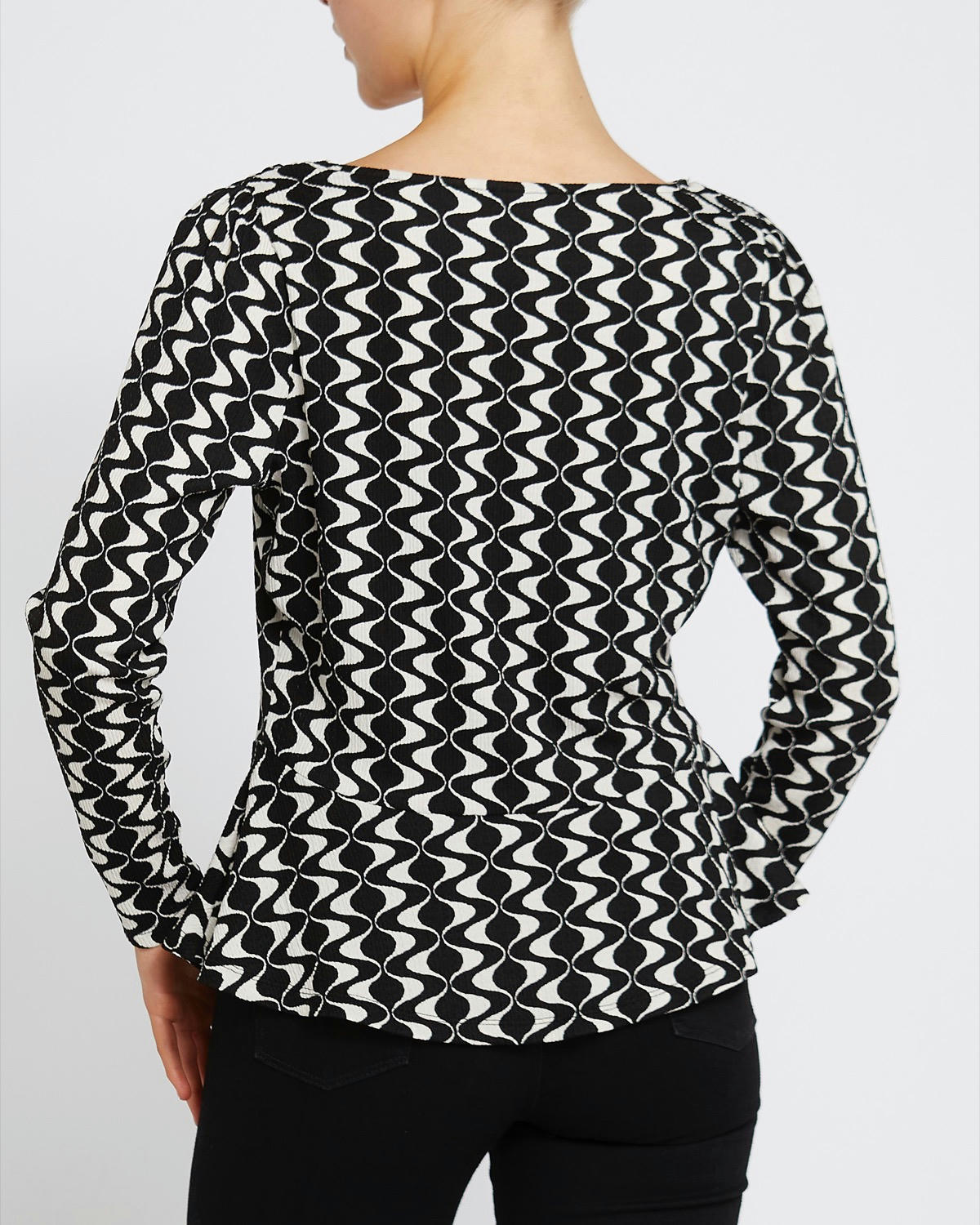 Peplum Long-Sleeved Jersey Top