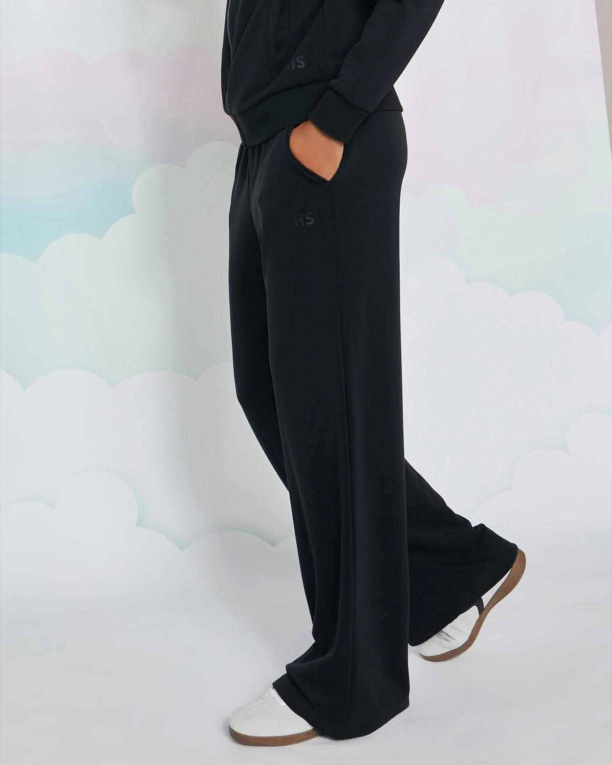 Helen Steele Black Soft Touch Wide Leg Joggers