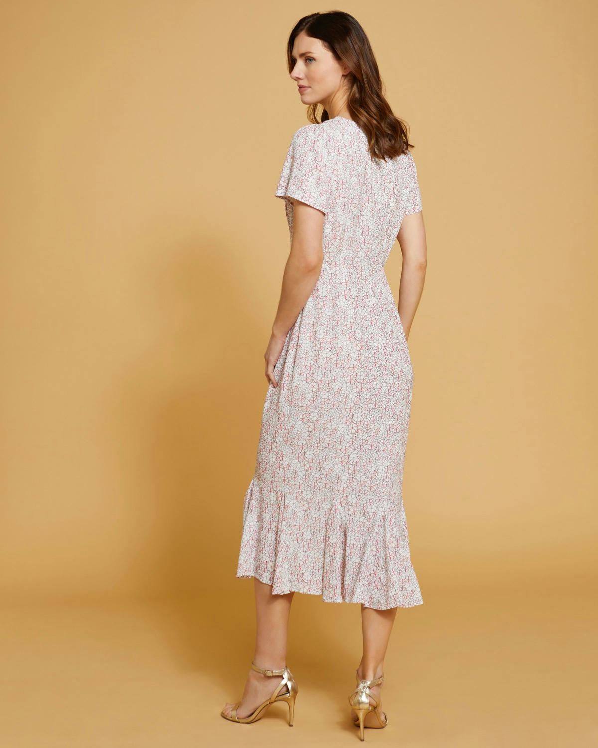 Paul Costelloe Living Studio Printed Fluted Hem Midi Dress