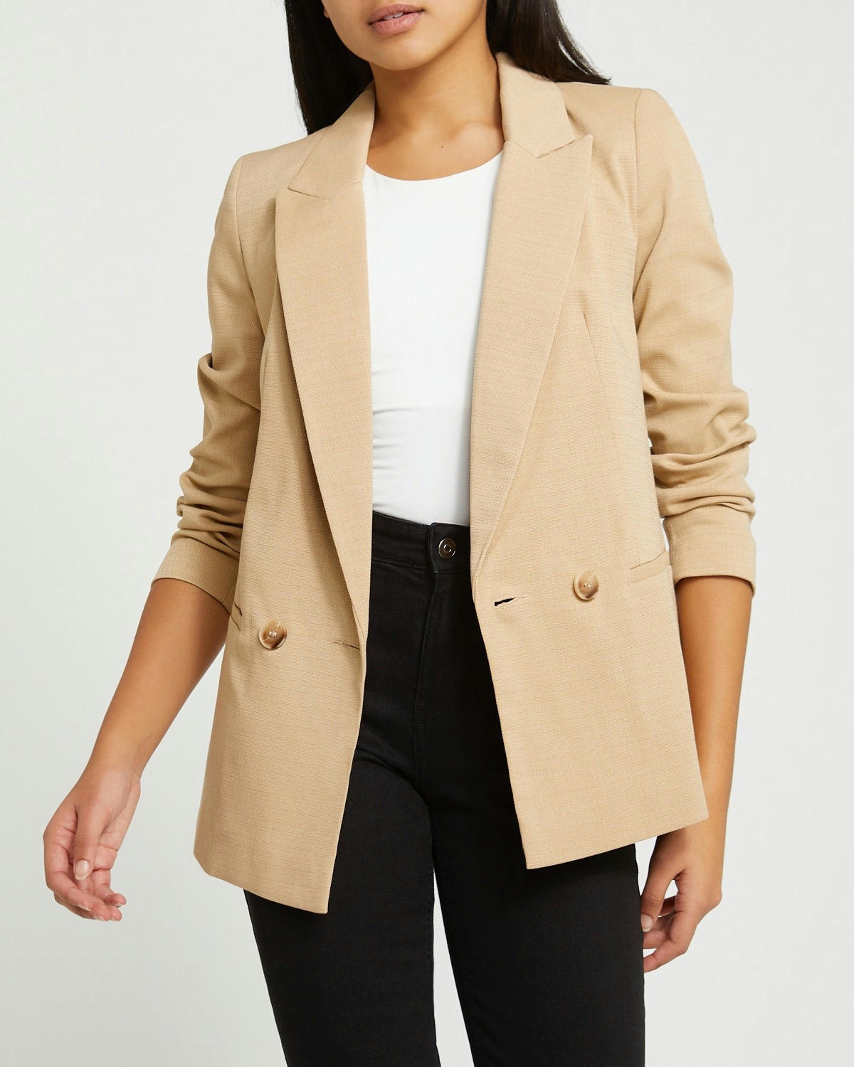 Textured Double-Breasted Blazer