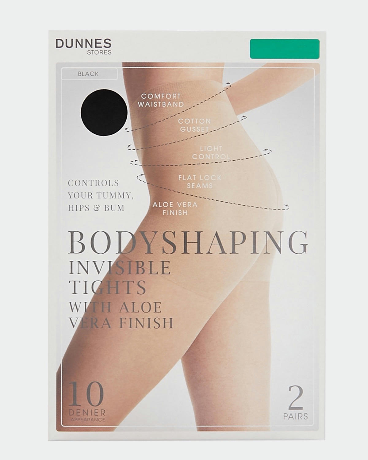 10 Denier Sheer Bodyshaper Tights - Pack of 2