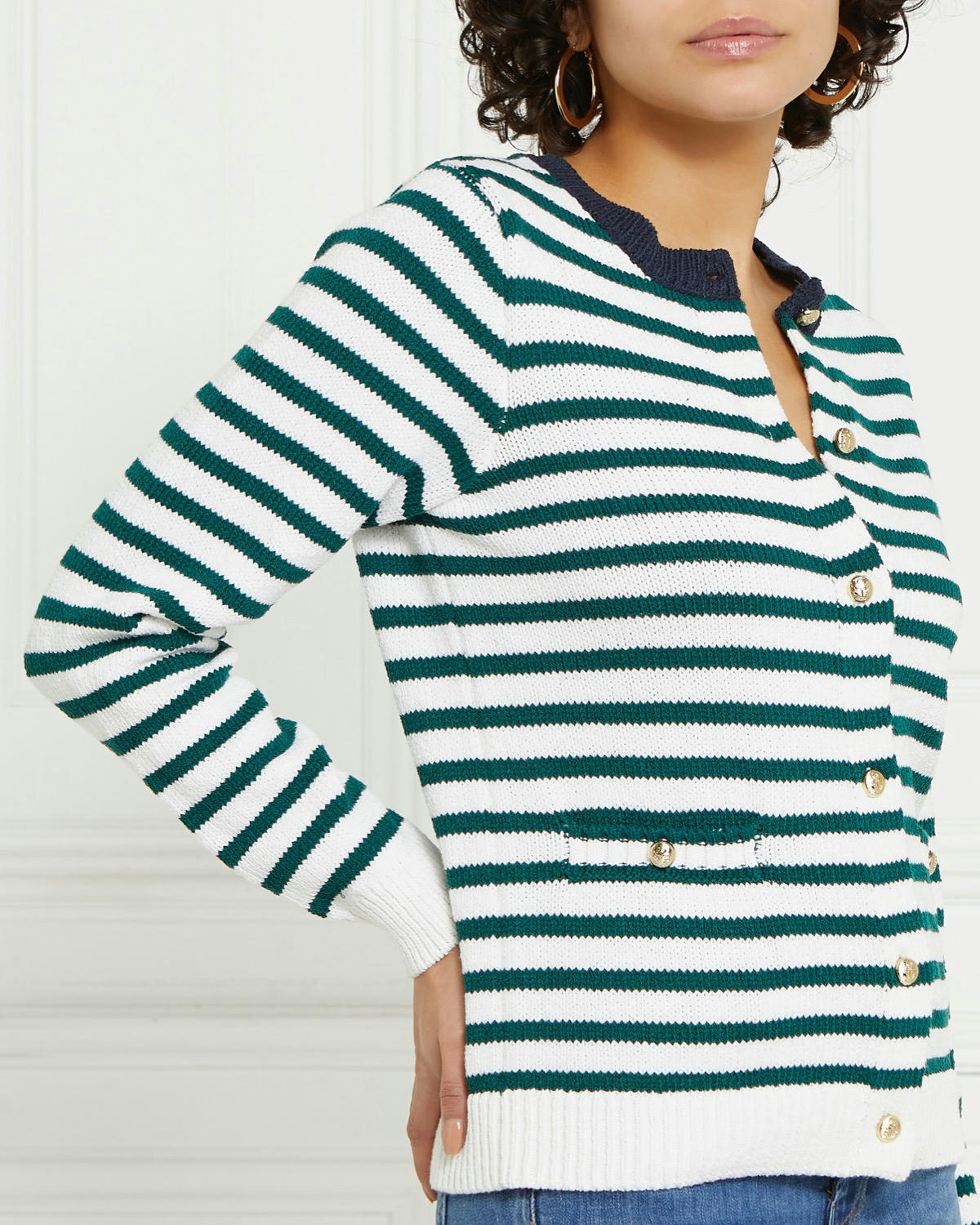 Gallery Stripe Button Cardigan
