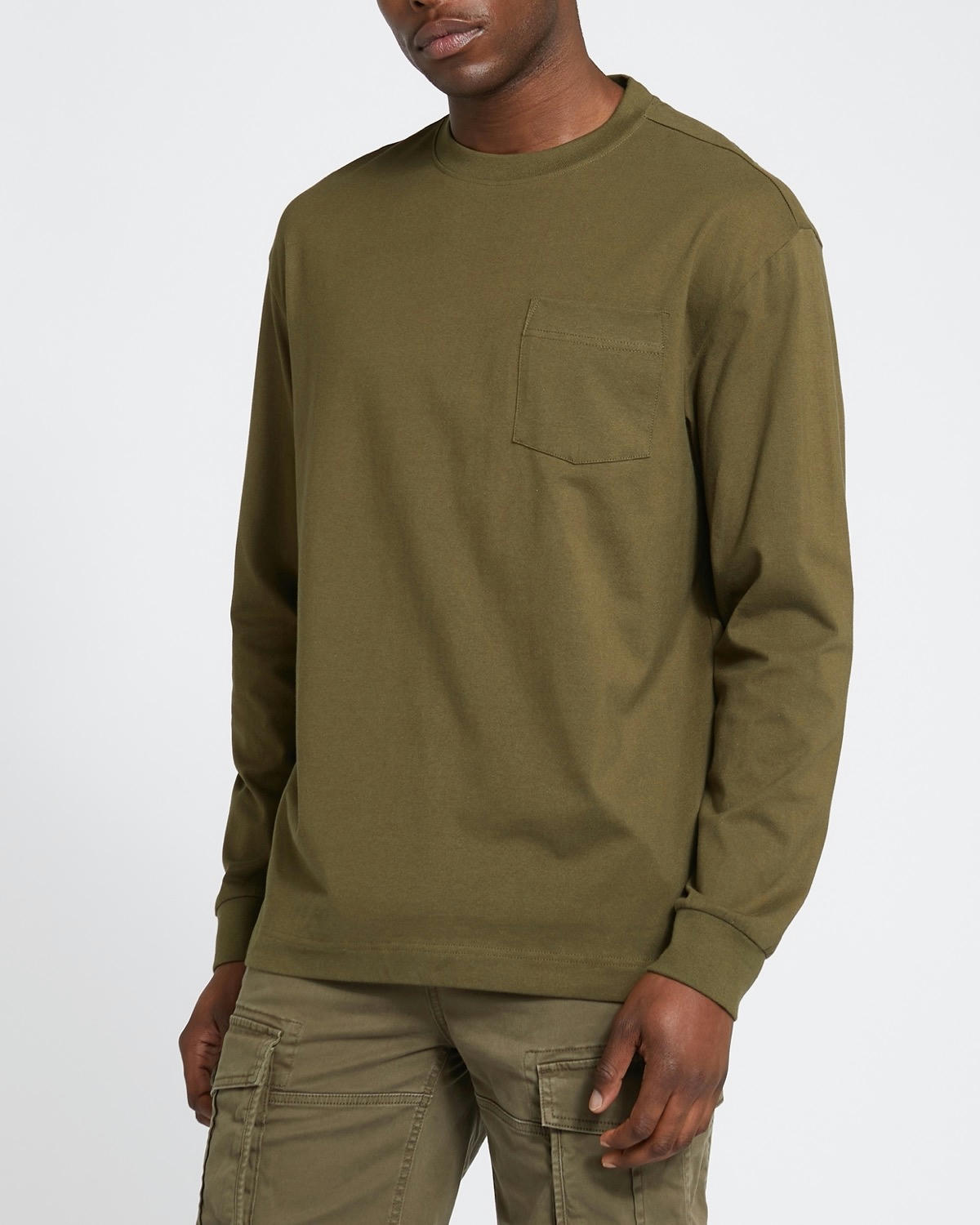 Cotton Long-Sleeved Pocket T-Shirt