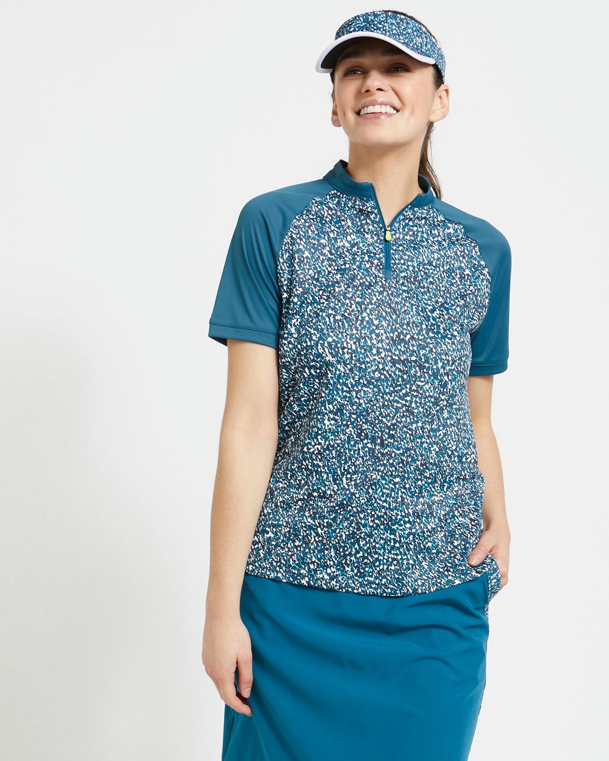 Pádraig Harrington Golf Teal Blurry Print Polo Shirt