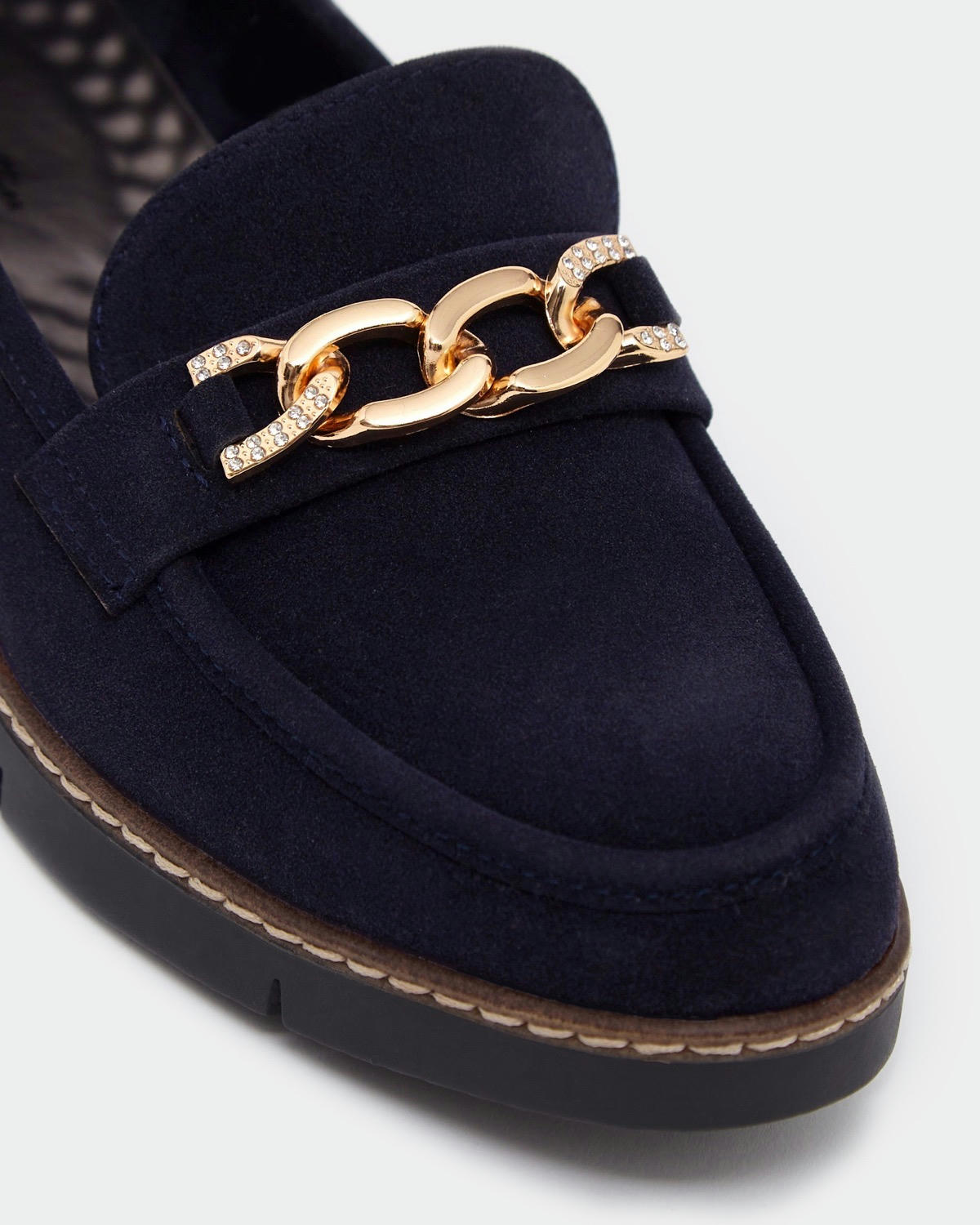 Chain Low Wedge Loafer Shoe