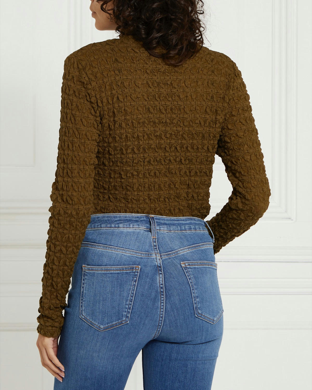 Gallery Crinkle Textured Long-Sleeved Top