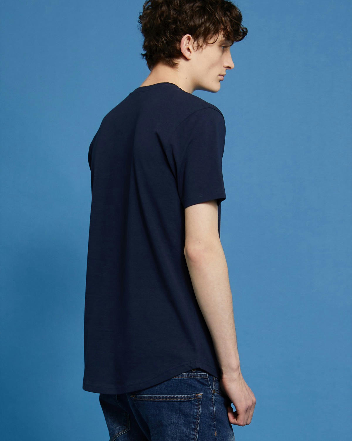 Paul Galvin Short-Sleeved Dipped Hem Stretch T-Shirt