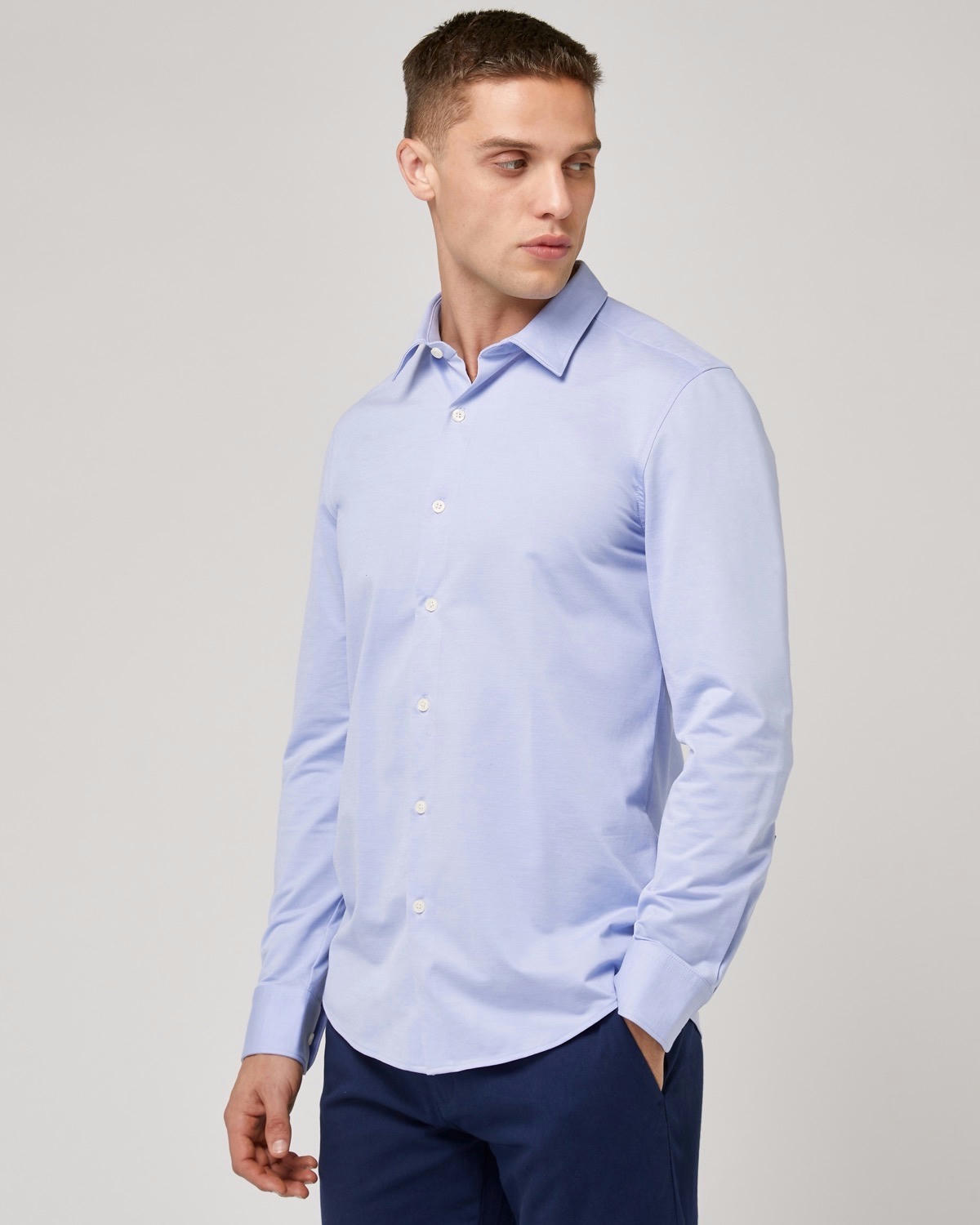 Tailored Fit Long Sleeved Knitted Stretch Shirt