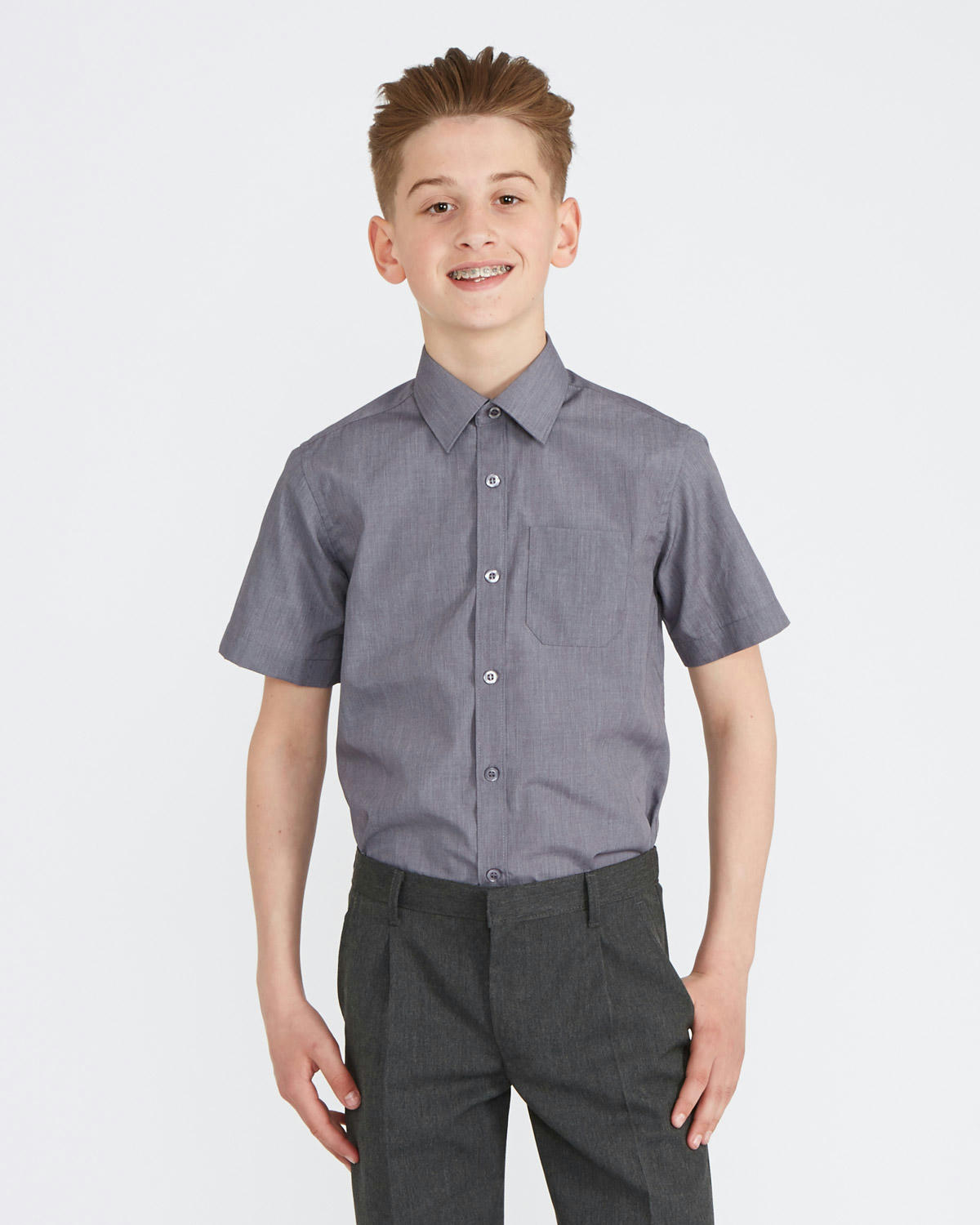Short-Sleeved Non Iron Shirt - Pack of 3 - (4-16 Years)