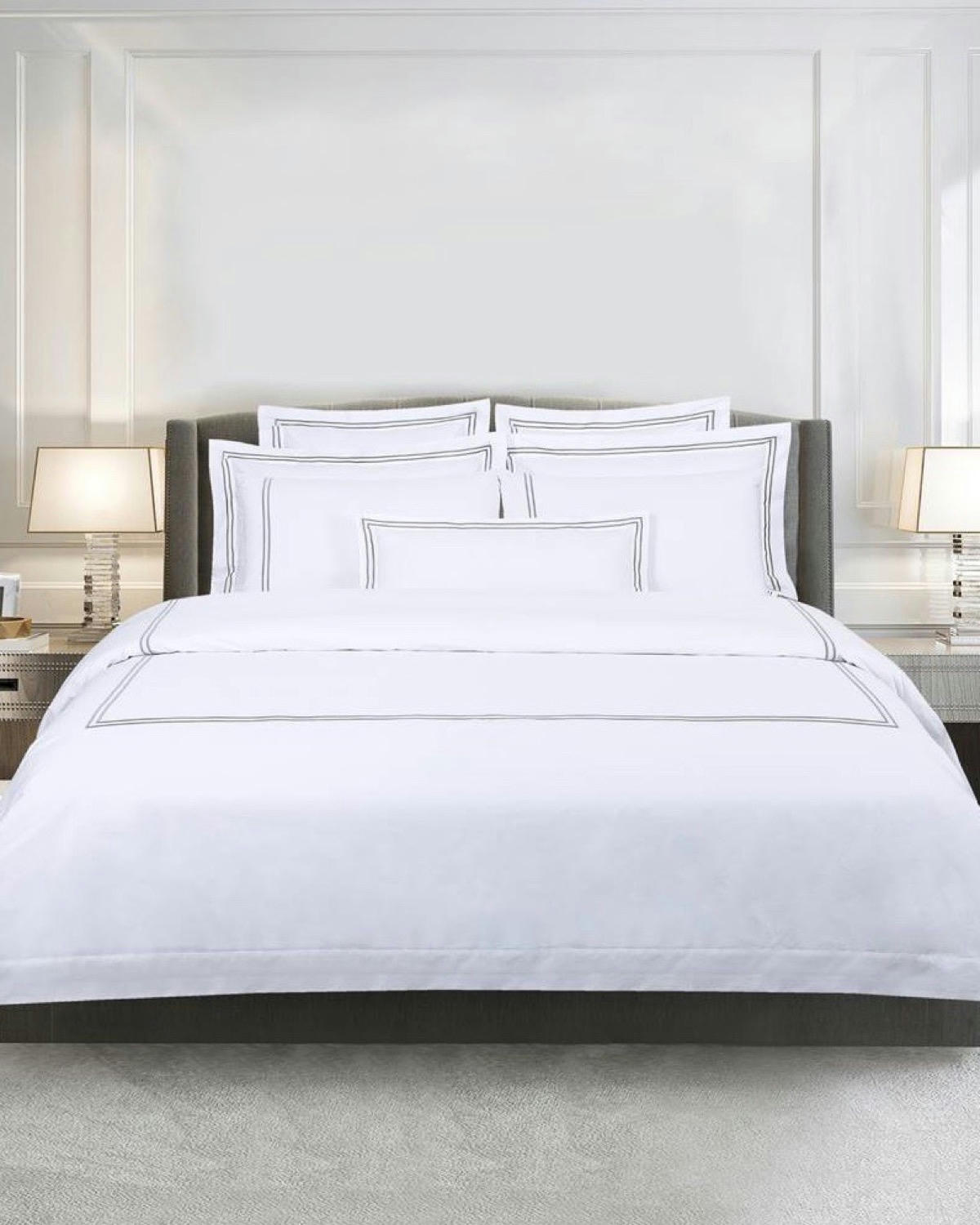 Francis Brennan the Collection Grey Double Stripe Duvet Cover