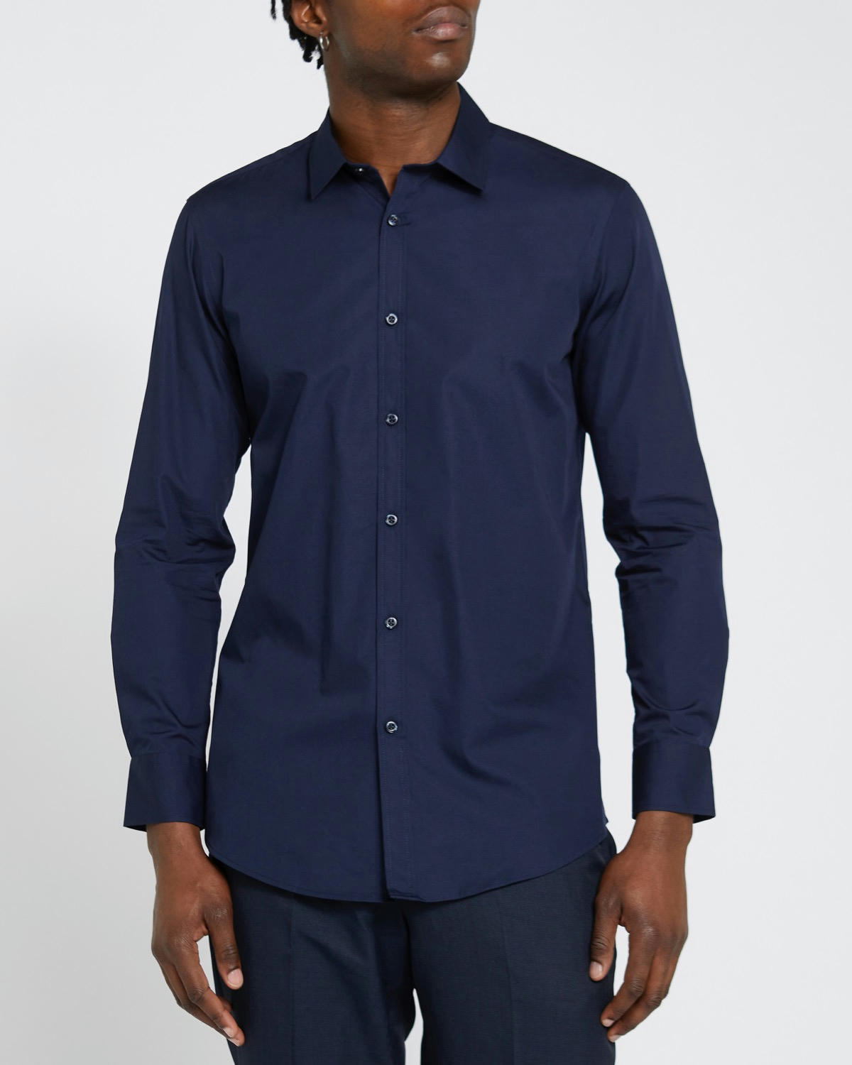 Slim Fit Long-Sleeved Cotton Rich Shirt