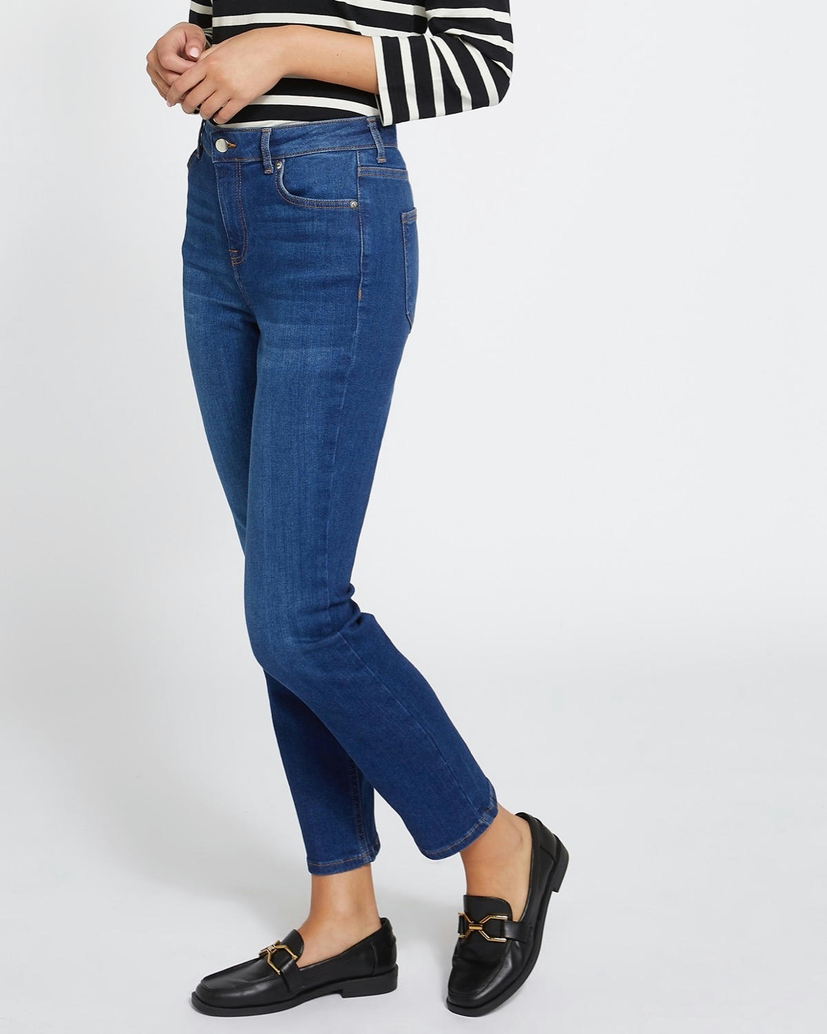 Mid Rise Slim Straight Jeans