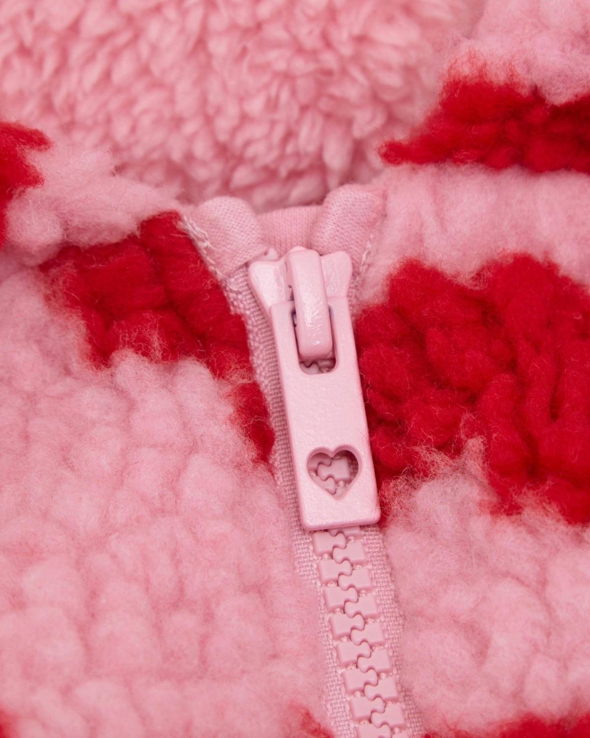 Heart Print Borg Zip Through Hoodie (3 months-4 years)