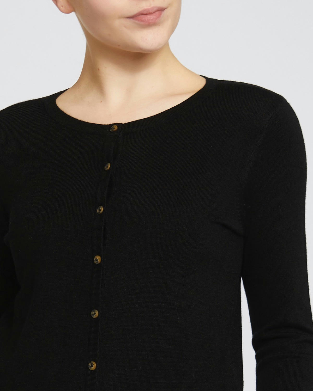 Crew Neck Button Front Cardigan