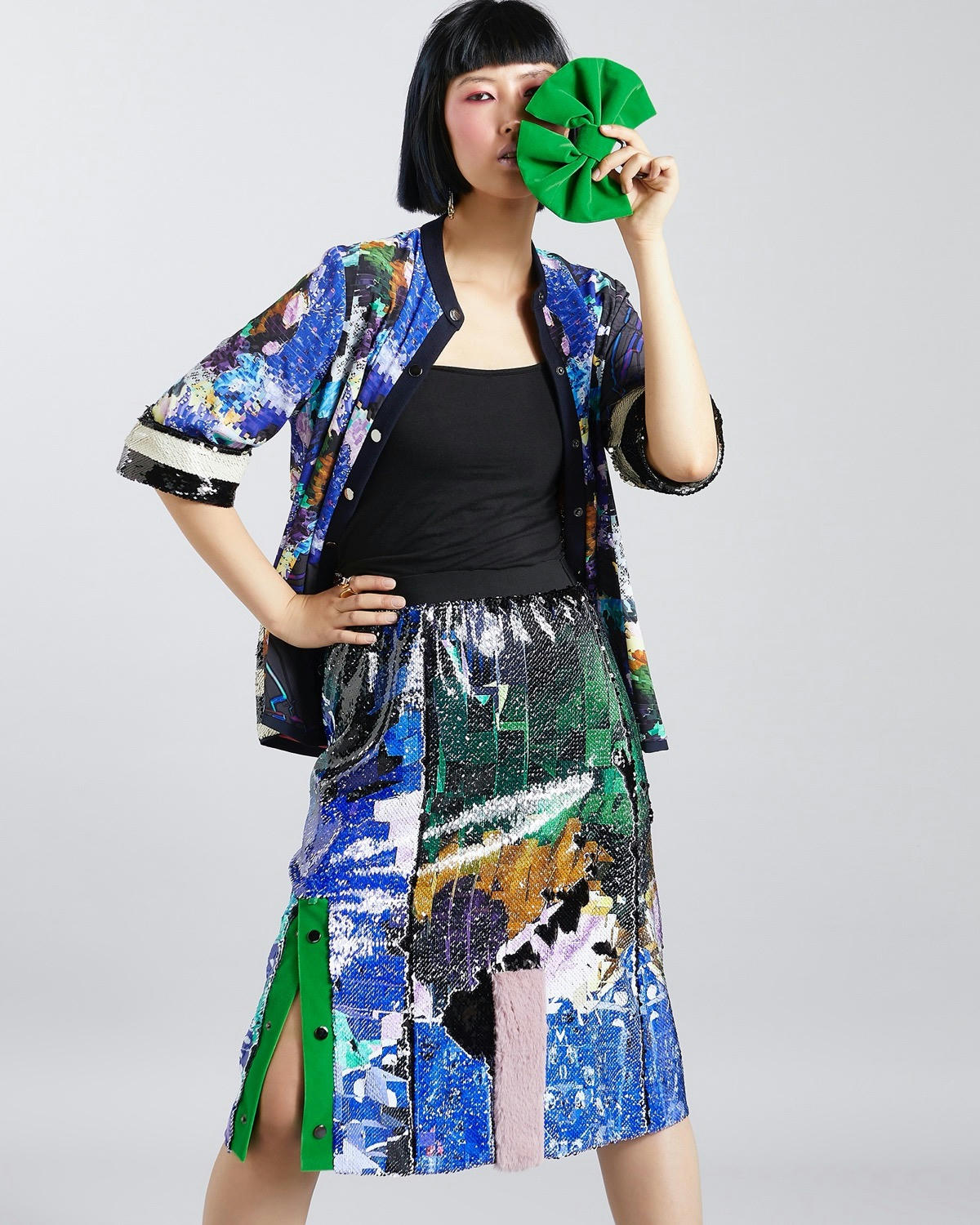 Joanne Hynes Sequin Skirt With Detachable Bow