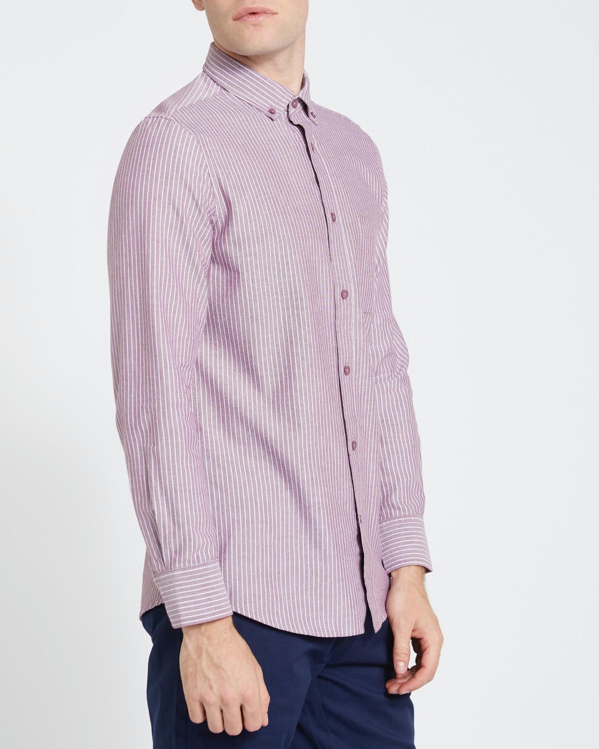 Slim Fit Long-Sleeved Oxford Stripe Shirt