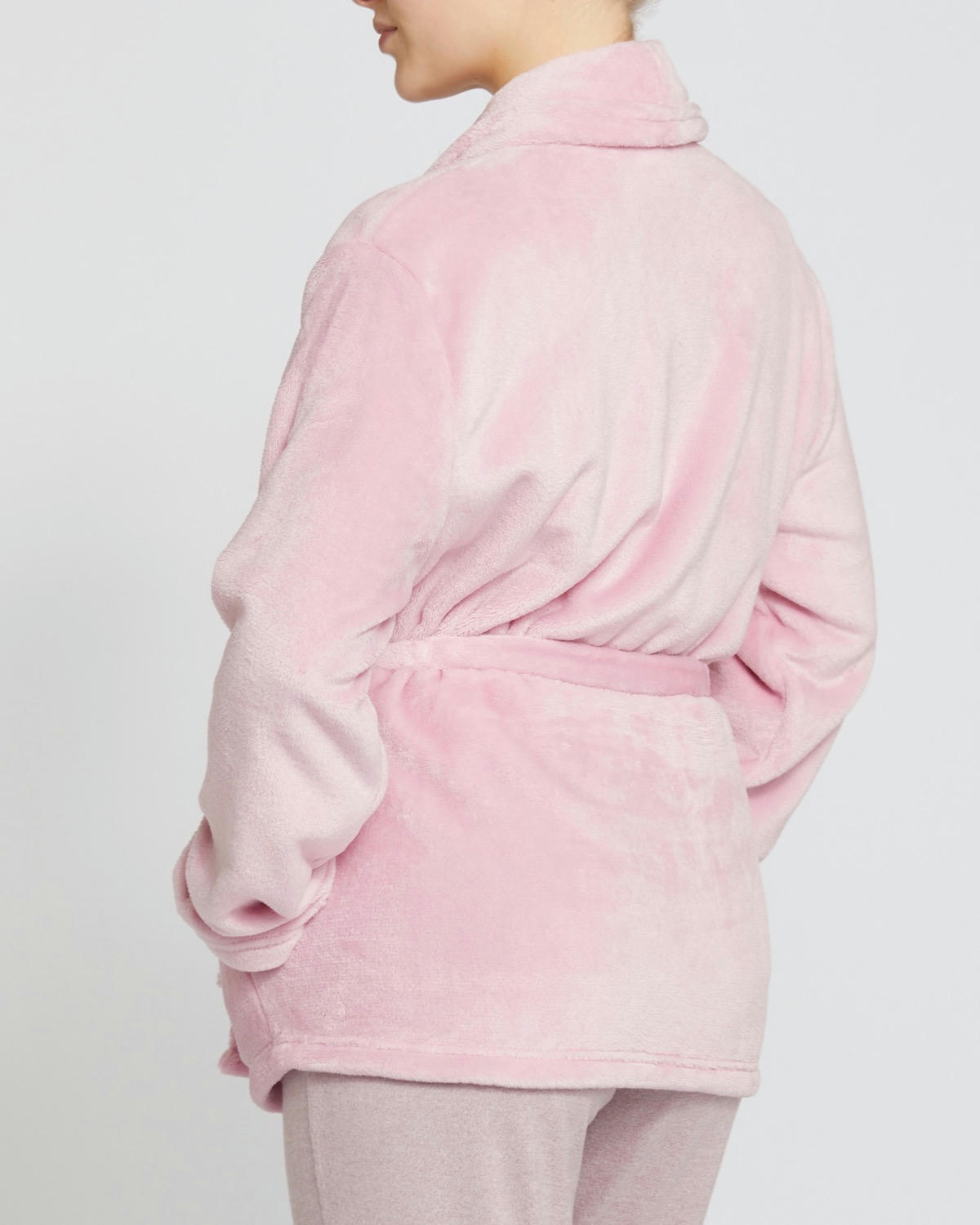 Satin Tie Fleece Bed Jacket