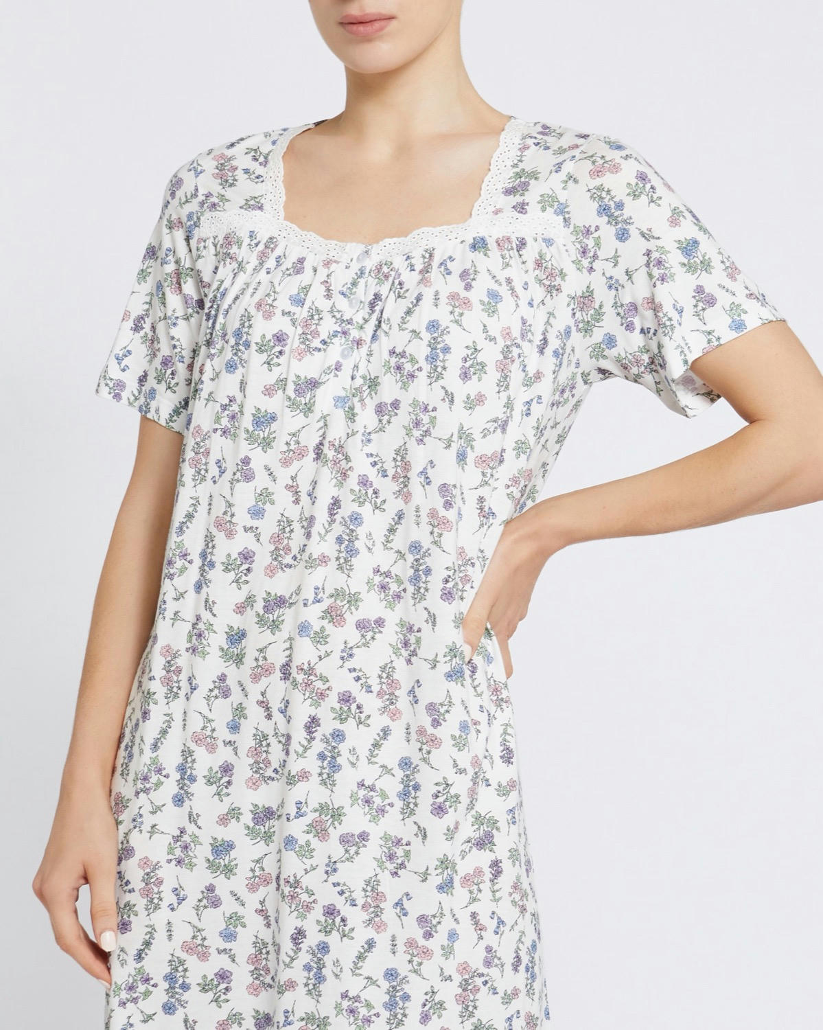 Lace Trim Traditional Nightdress