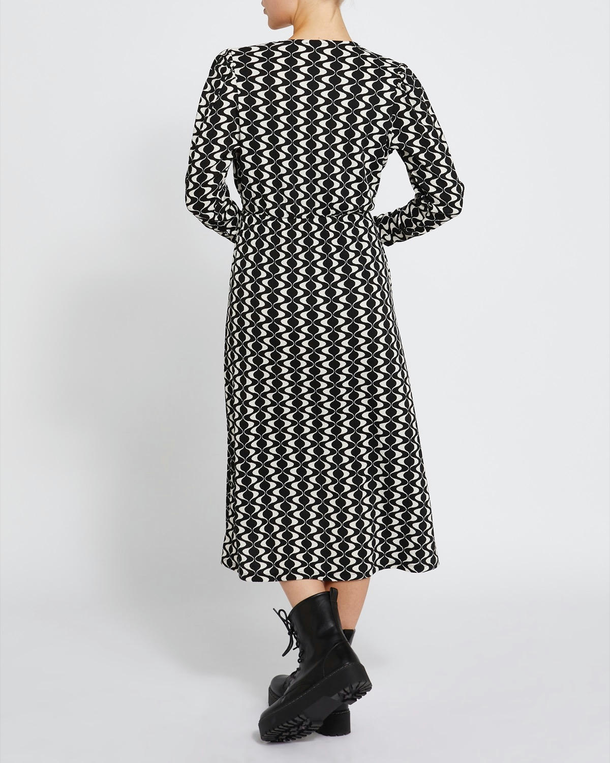 Shirred Waist Midi Jersey Dress