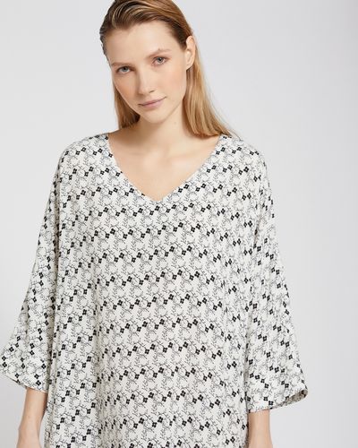 Carolyn Donnelly The Edit Cream Print V- Neck Kaftan
