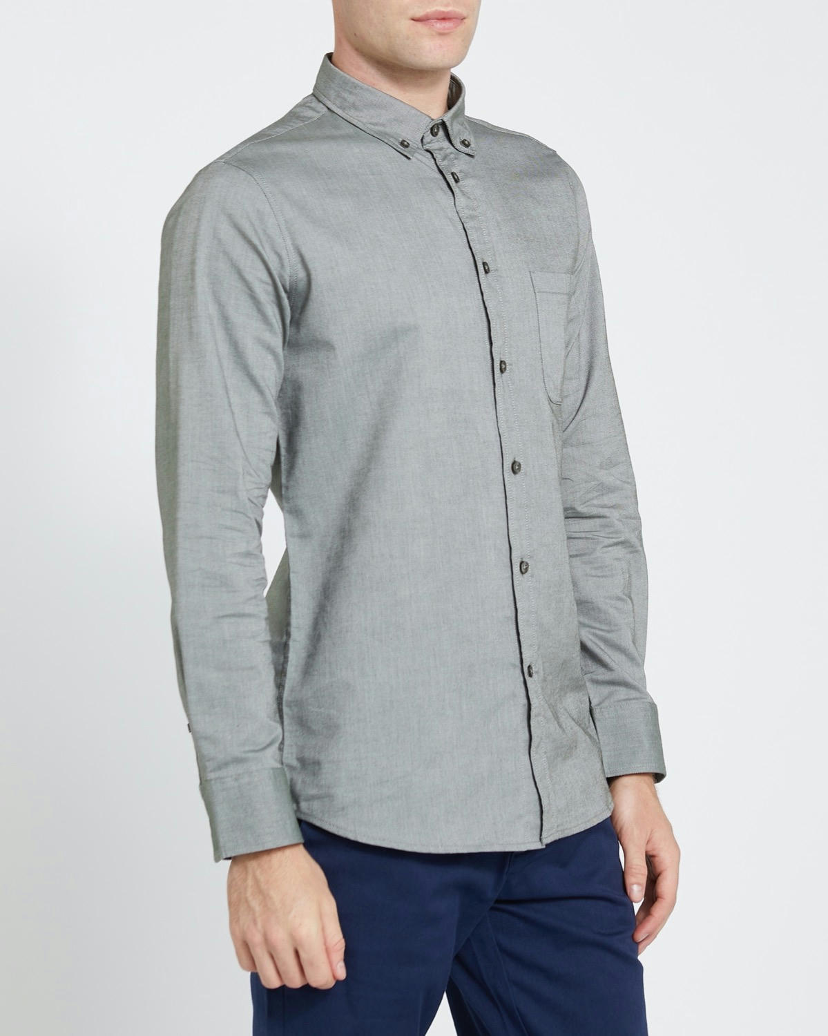 Slim Fit Long-Sleeved Cotton Oxford Shirt