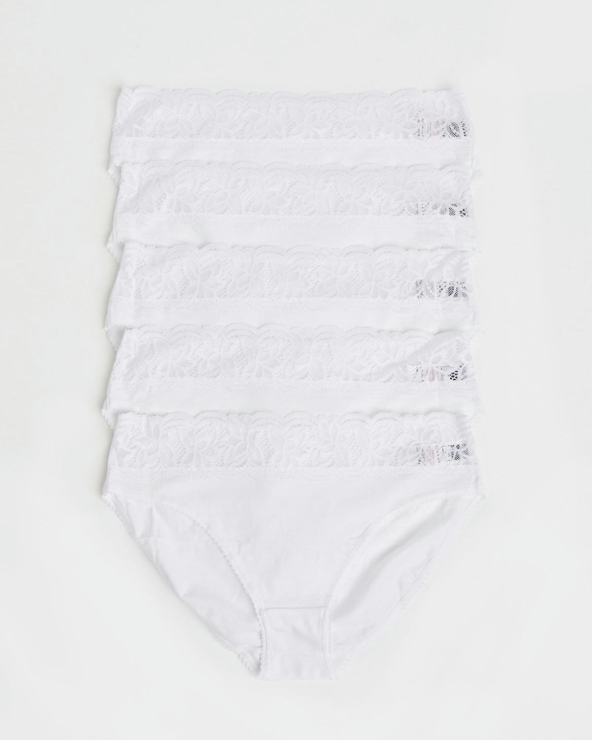 Lace Cotton-Rich High Leg Briefs - Pack of 5