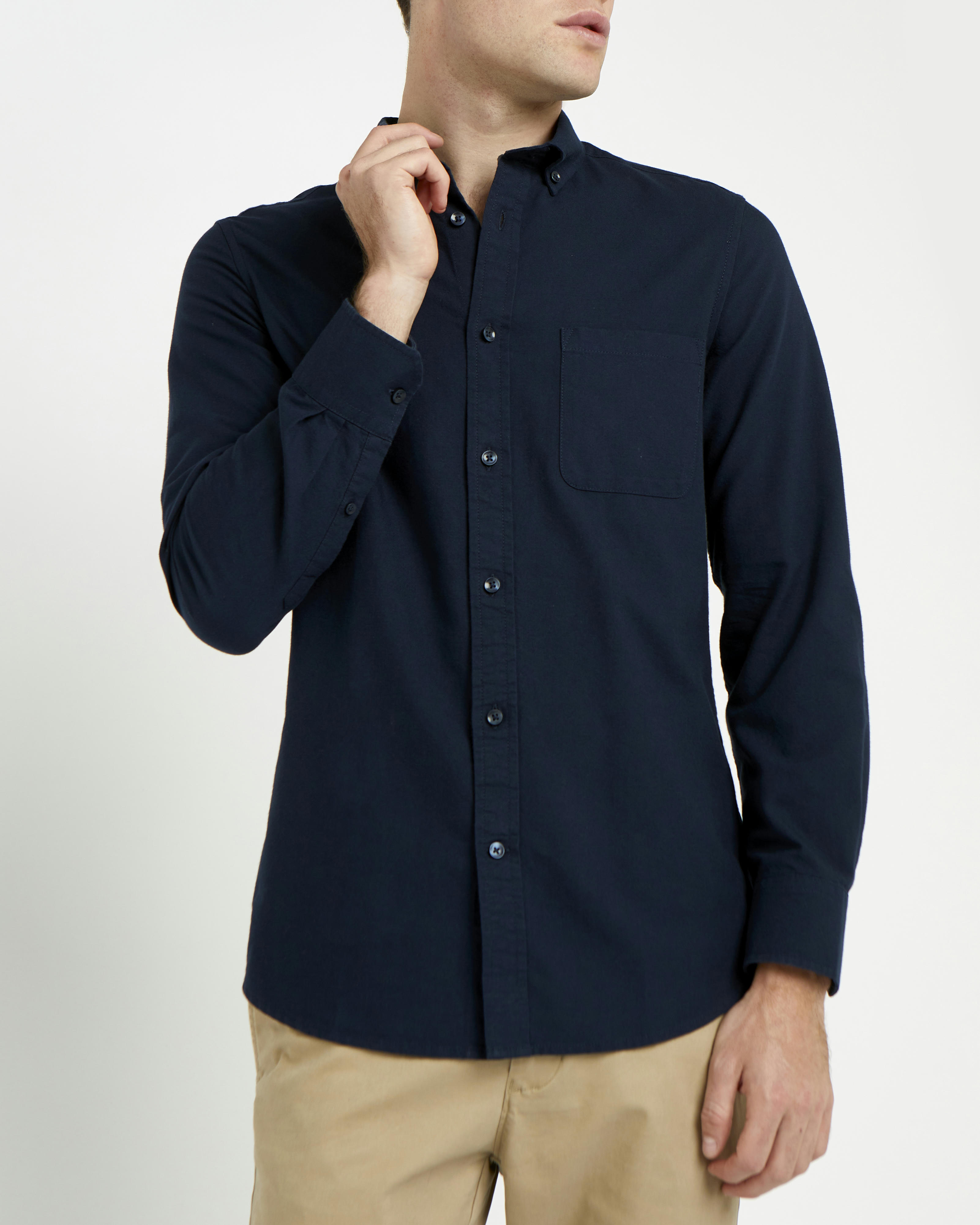 Slim Fit Long-Sleeved Cotton Oxford Shirt