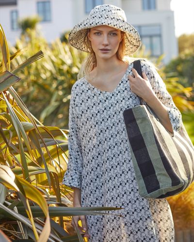 Carolyn Donnelly The Edit Cream Print V- Neck Kaftan