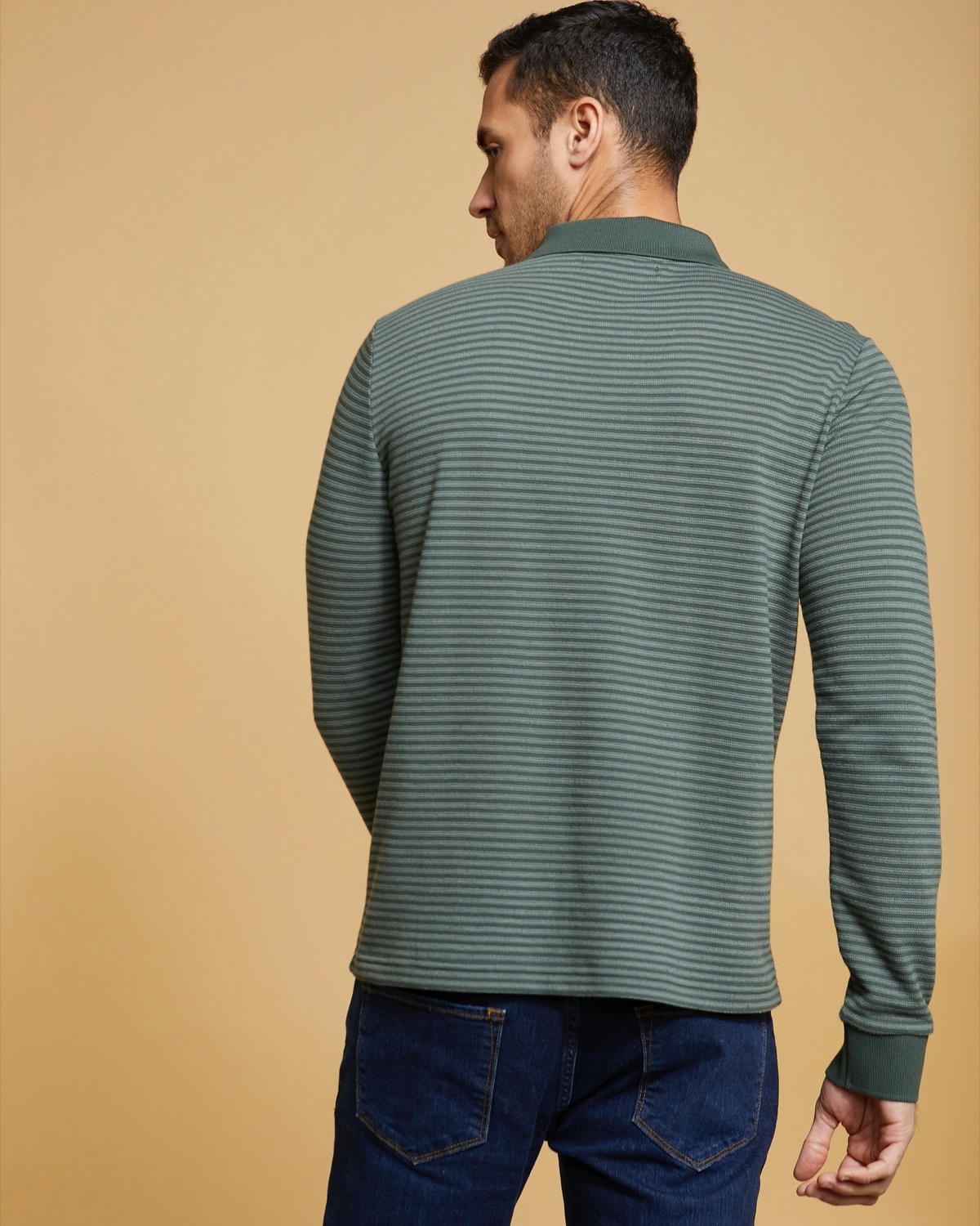 Paul Costelloe Living Long Sleeve Fine Stripe Polo Top