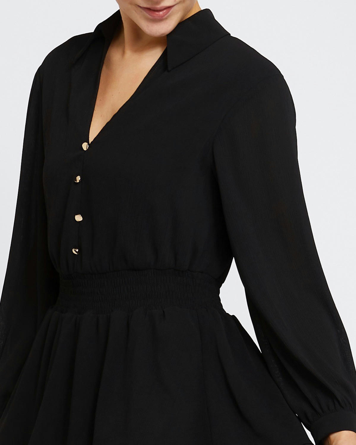 Shirred Waist Tiered Dress