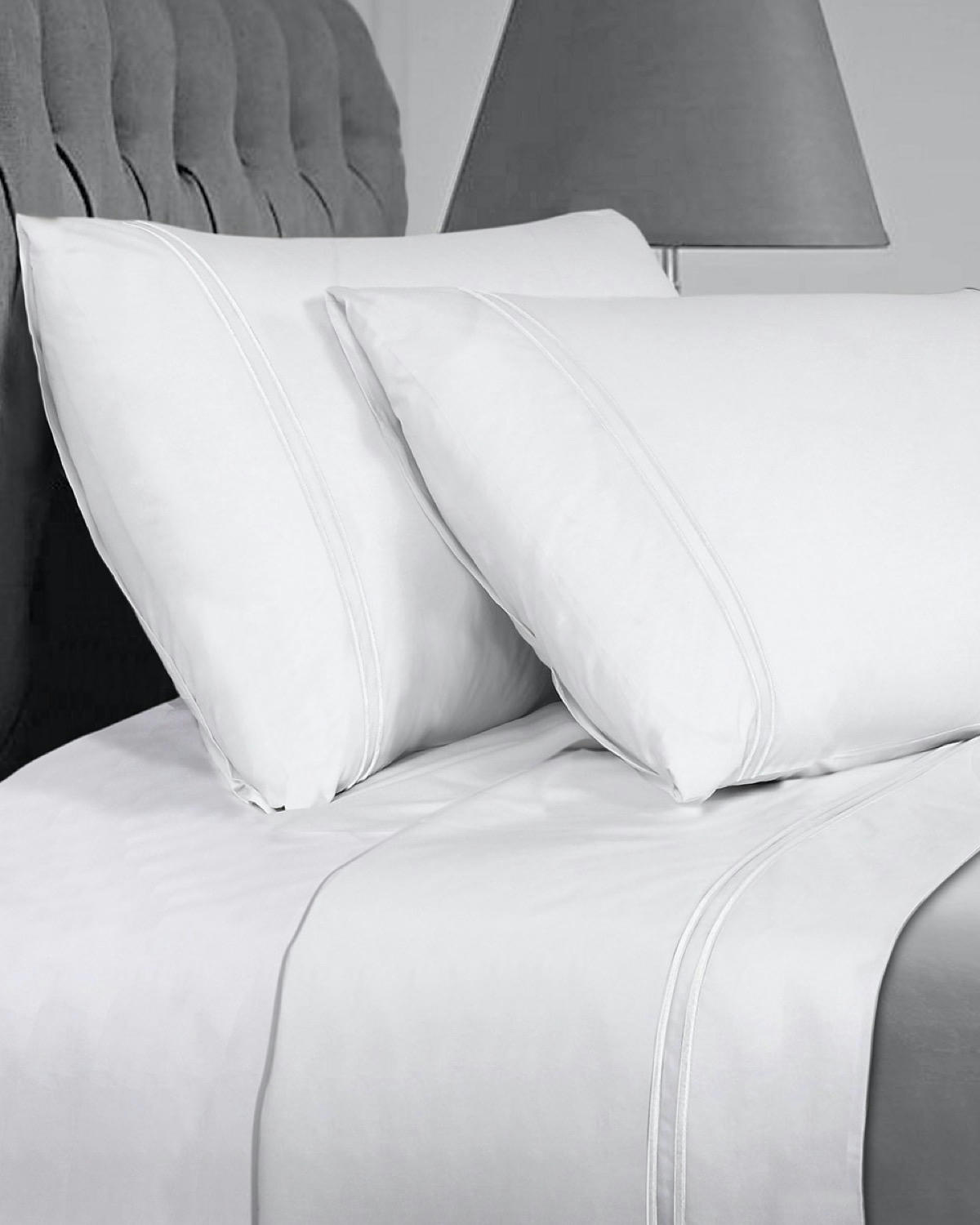 Francis Brennan the Collection White Double Stripe King Oxford Pillowcase