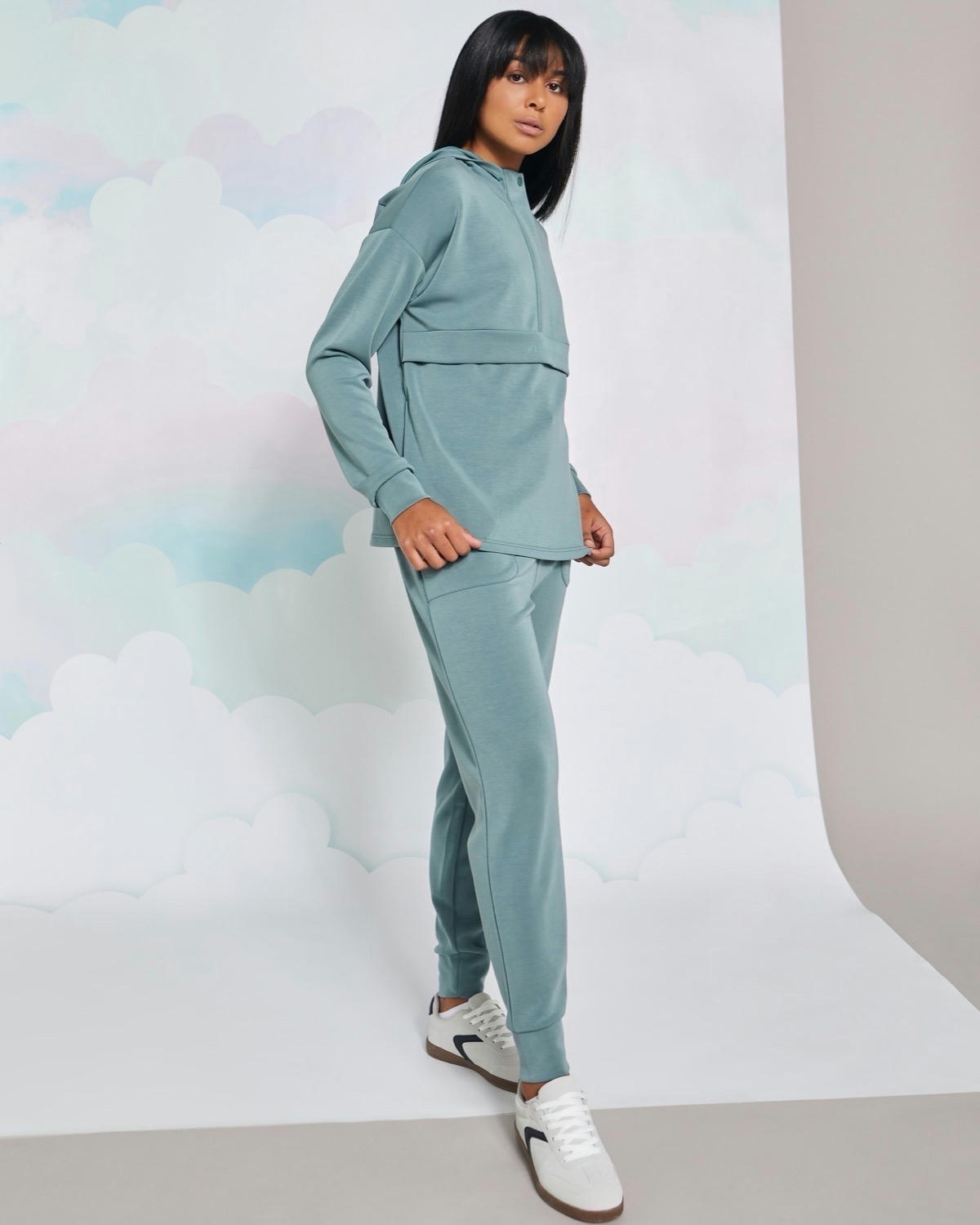 Helen Steele Sage Soft Touch Half Zip Hoodie