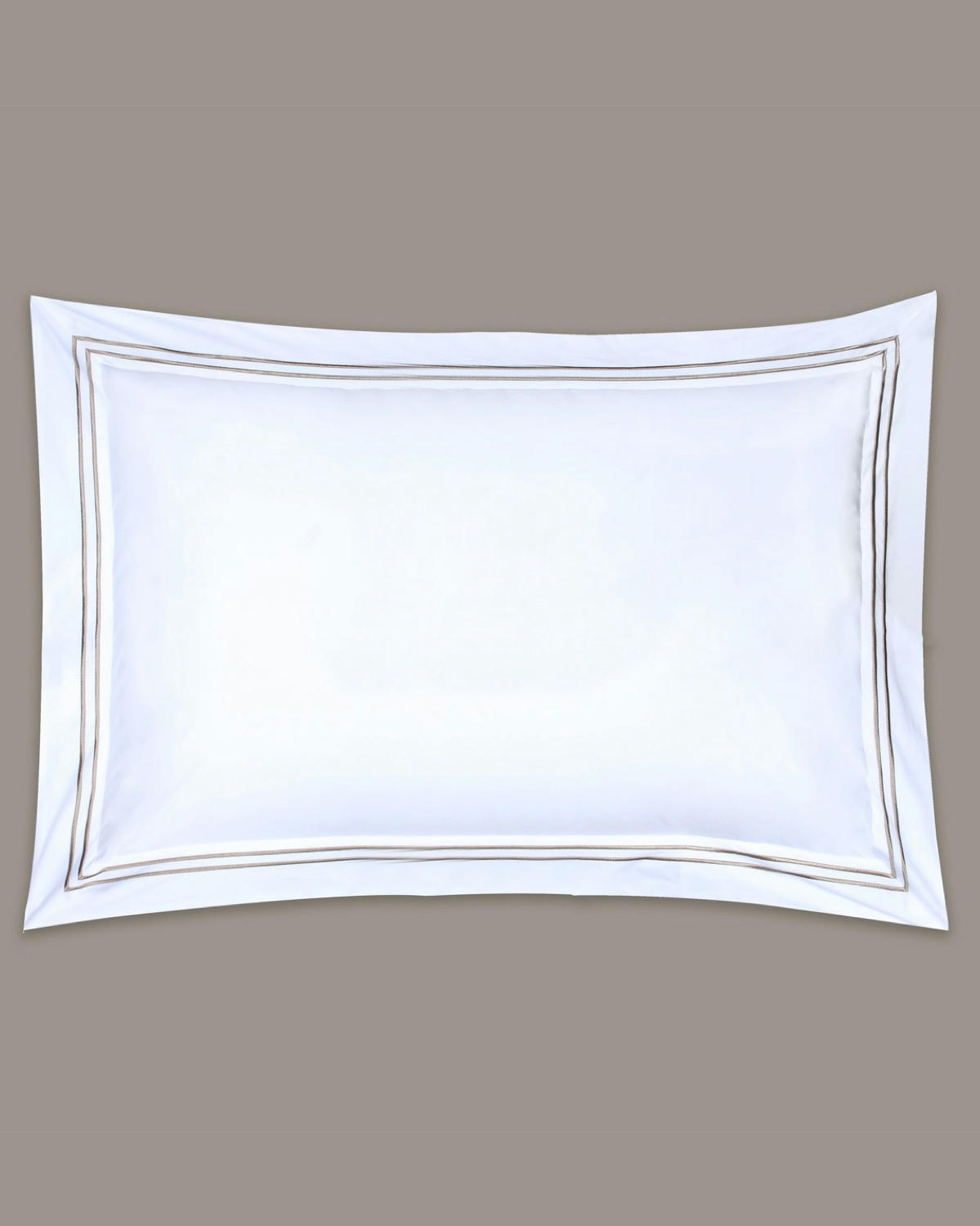 Francis Brennan the Collection Mink Double Stripe Oxford Pillowcase