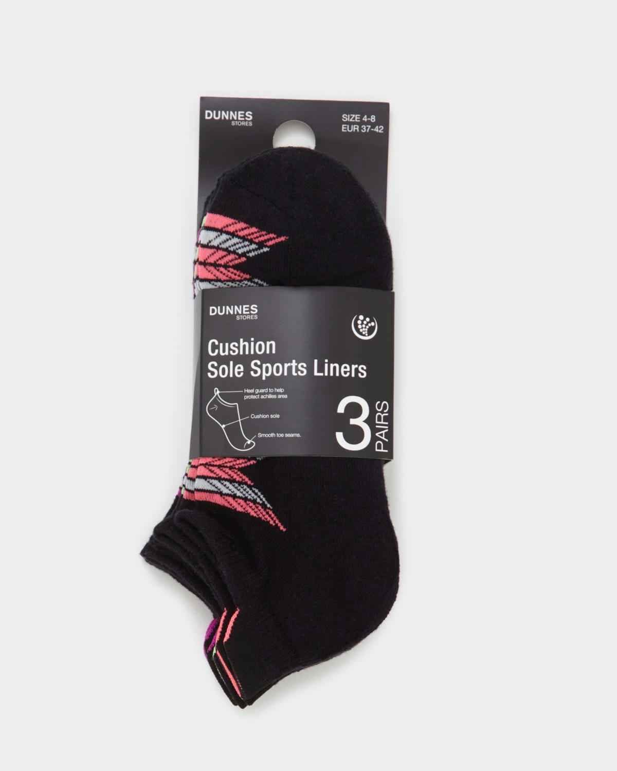 Cushion Sole Socks With Heel Guard - Pack Of 3