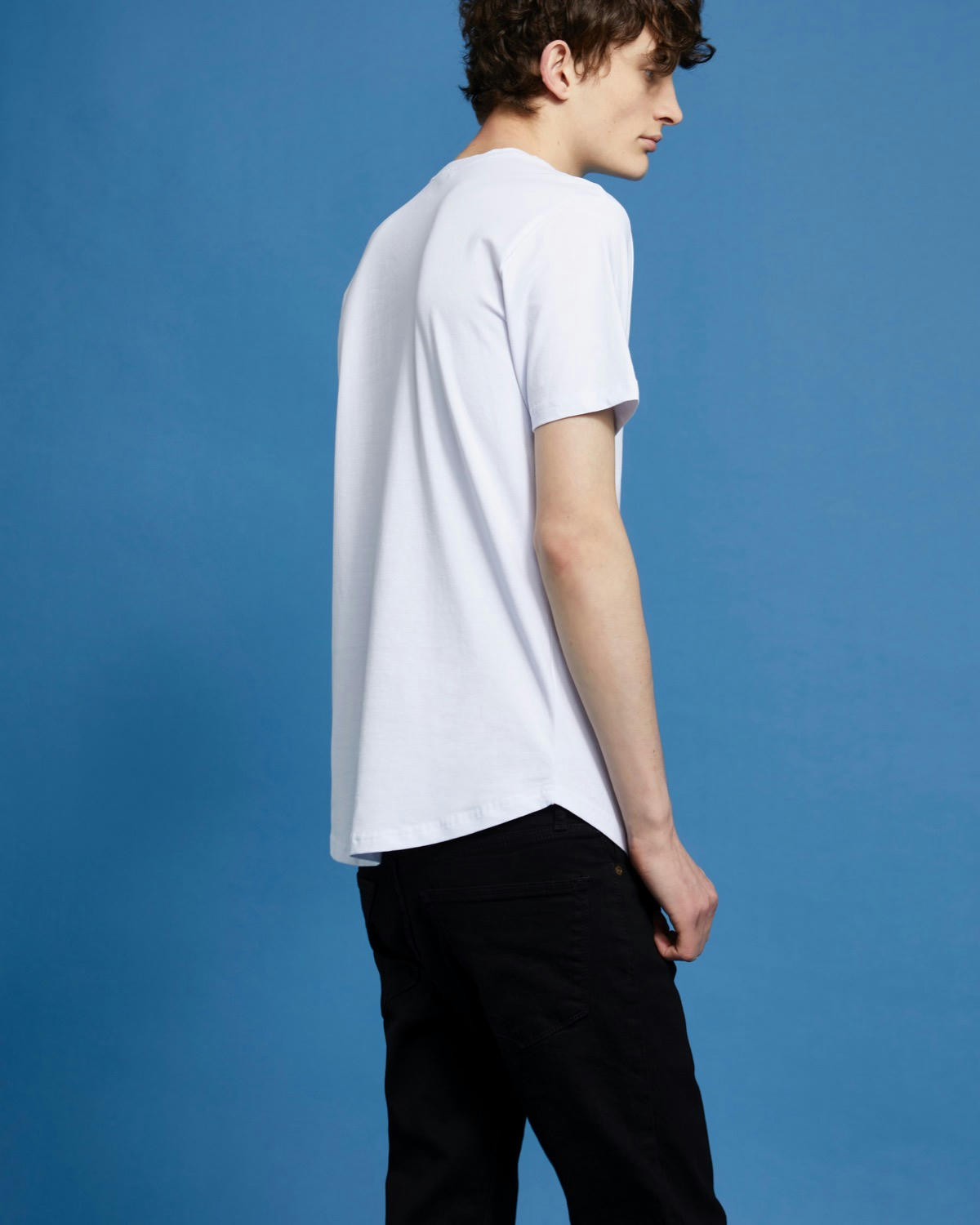 Paul Galvin Short-Sleeved Dipped Hem Stretch T-Shirt