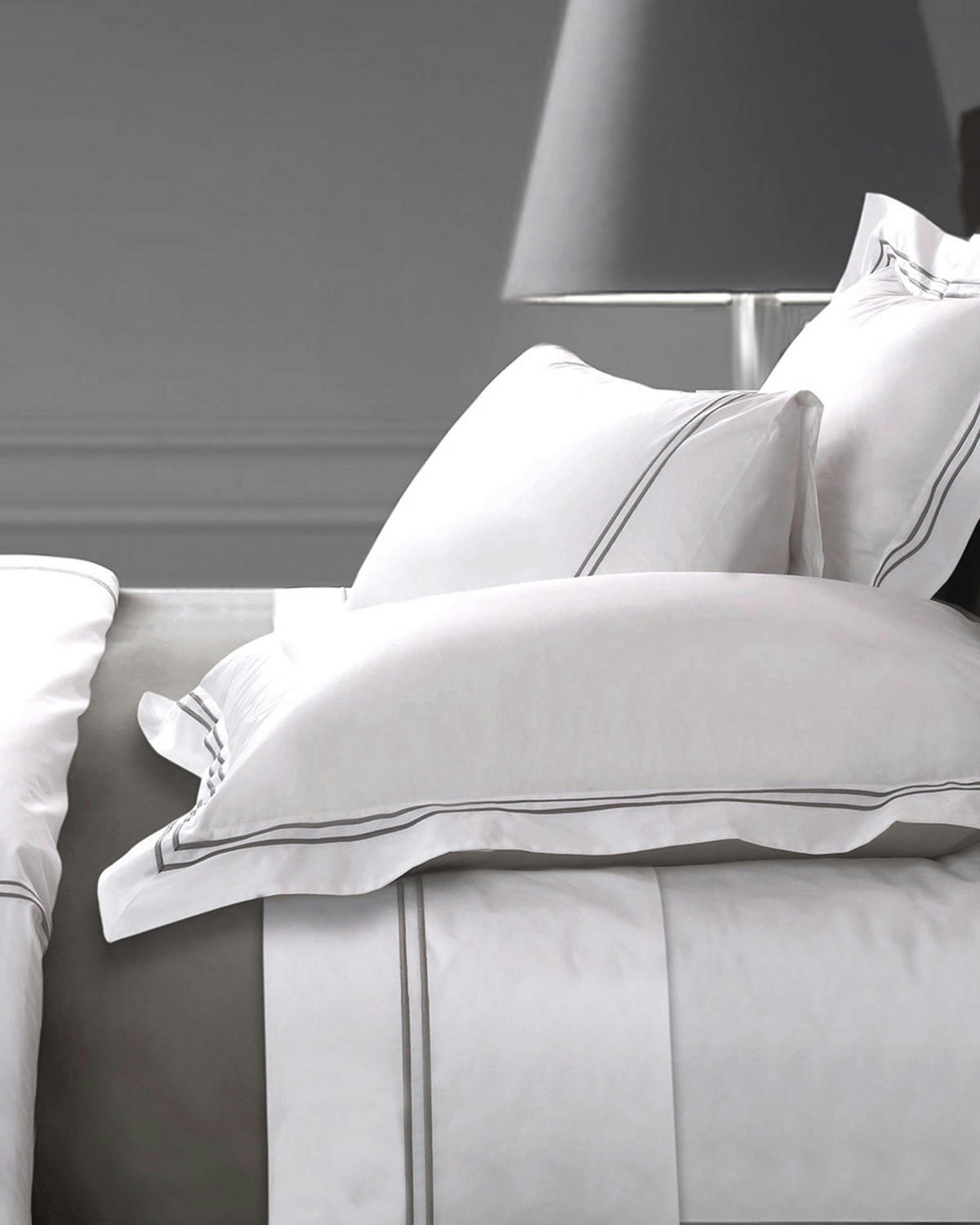 Francis Brennan the Collection Grey Double Stripe Housewife Pillowcase