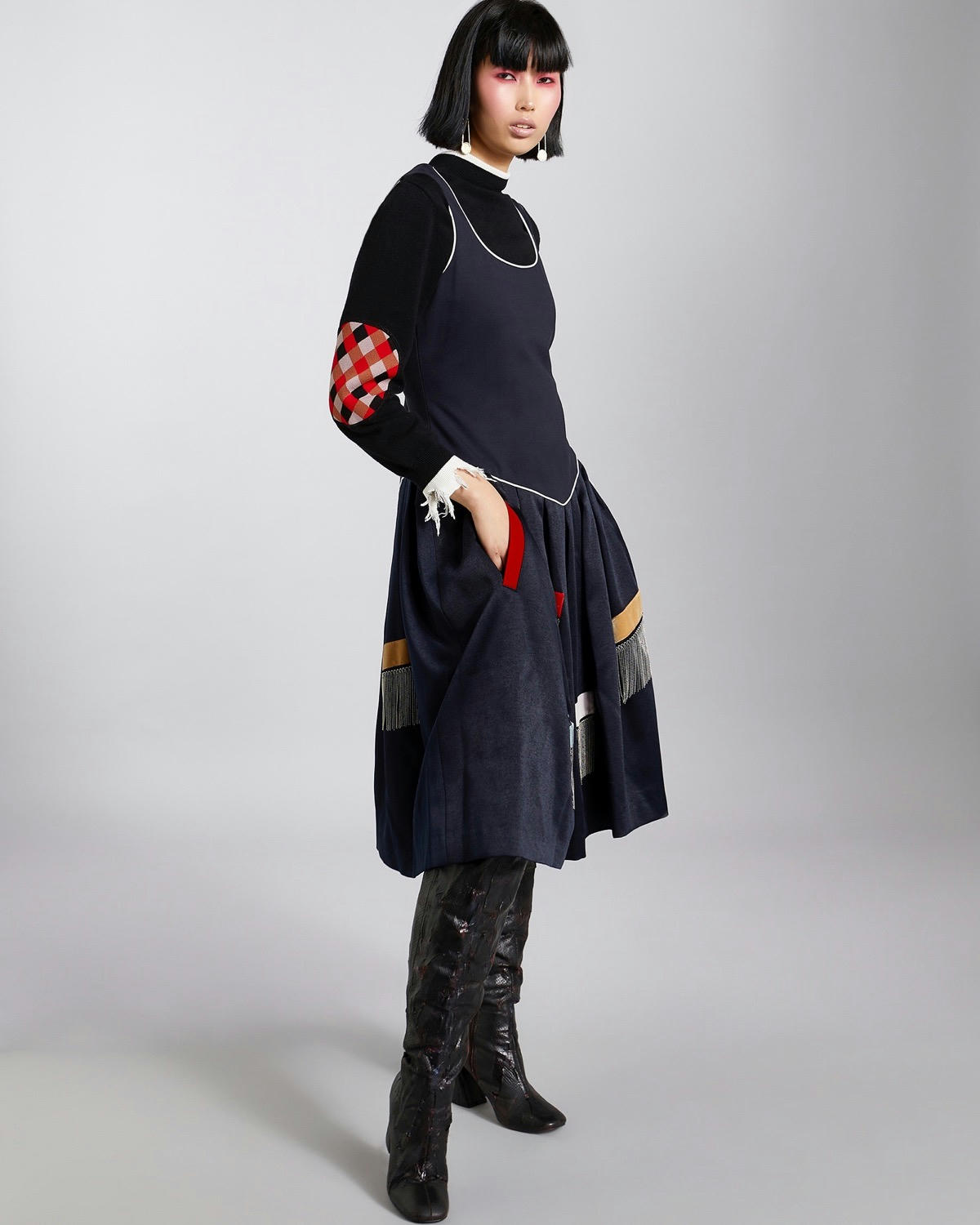 Joanne Hynes Two Piece Dress With Dropped Waist and Metal Fringing