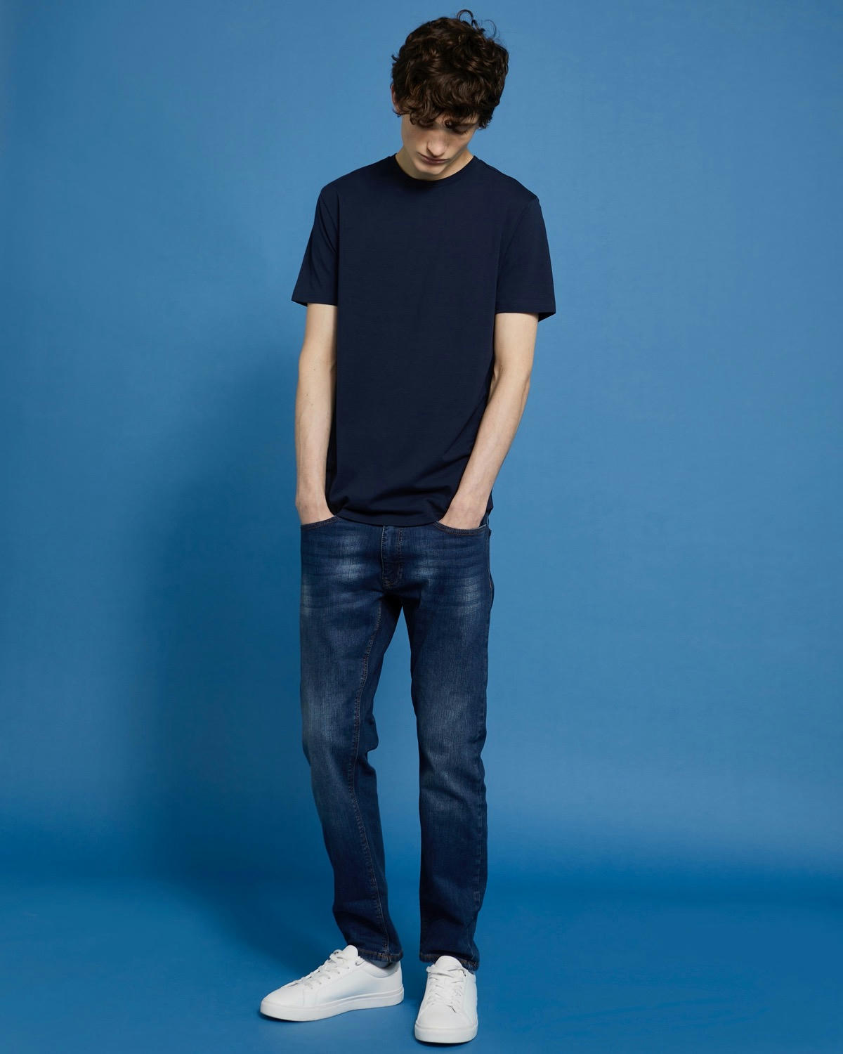 Paul Galvin Short-Sleeved Dipped Hem Stretch T-Shirt