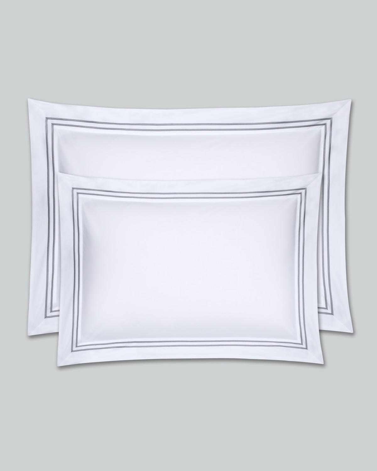 Francis Brennan the Collection Grey King Double Stripe Oxford Pillowcase