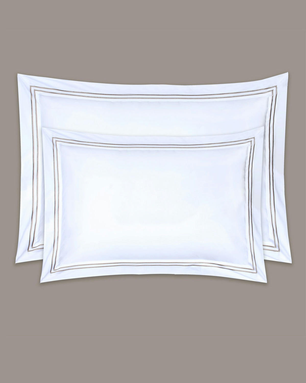 Francis Brennan the Collection Mink Double Stripe King Oxford Pillowcase