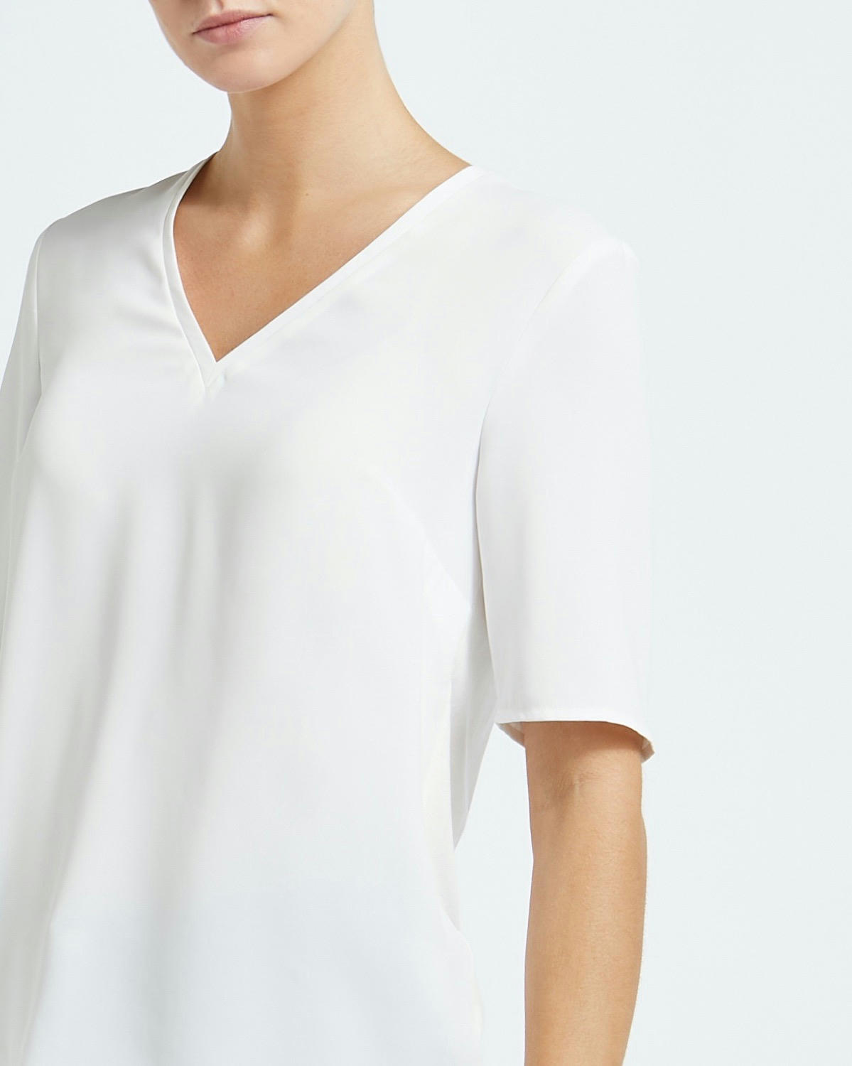 Short-Sleeved Woven Front Top