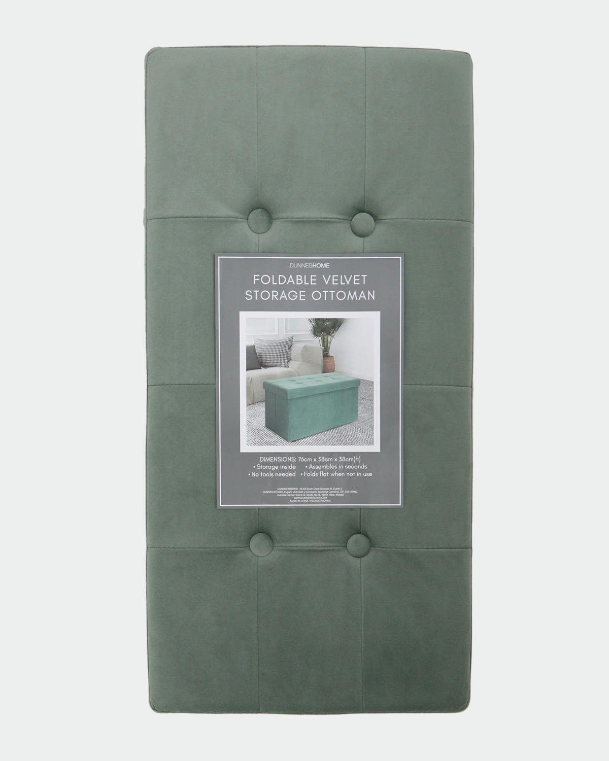 Velvet Ottoman With Storage and Lid