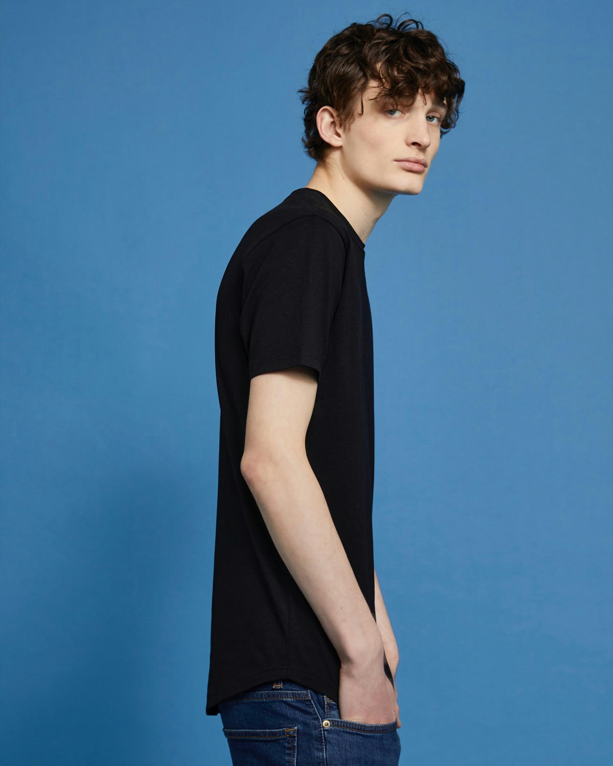 Paul Galvin Short-Sleeved Dipped Hem Stretch T-Shirt